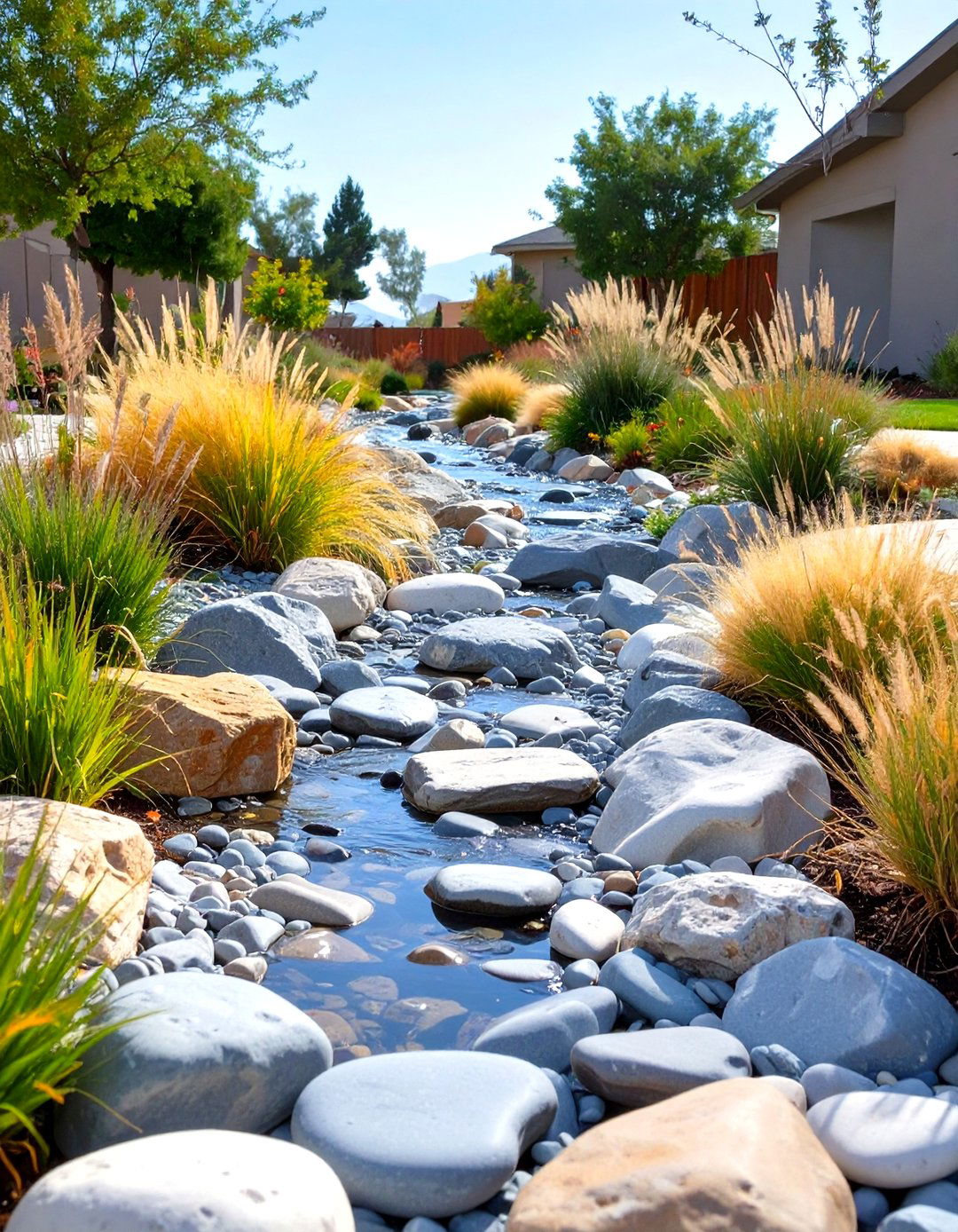 Creating a Dry Creek Bed - 30 simple front yard landscaping ideas