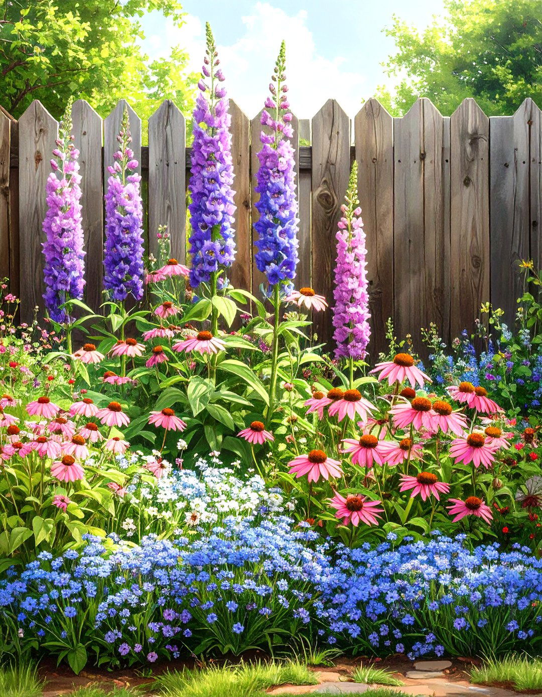 Creating a Layered Perennial Flower Bed Along the Fence Line - 30 simple fence line landscaping ideas