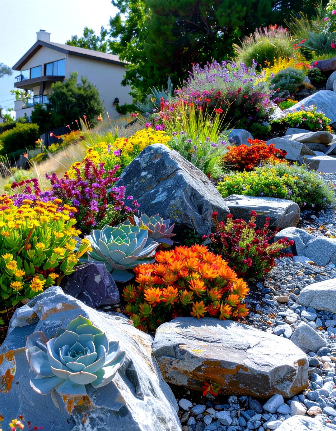 Creating a Slope Side Rock Garden - 30 steep hillside landscaping ideas on a budget