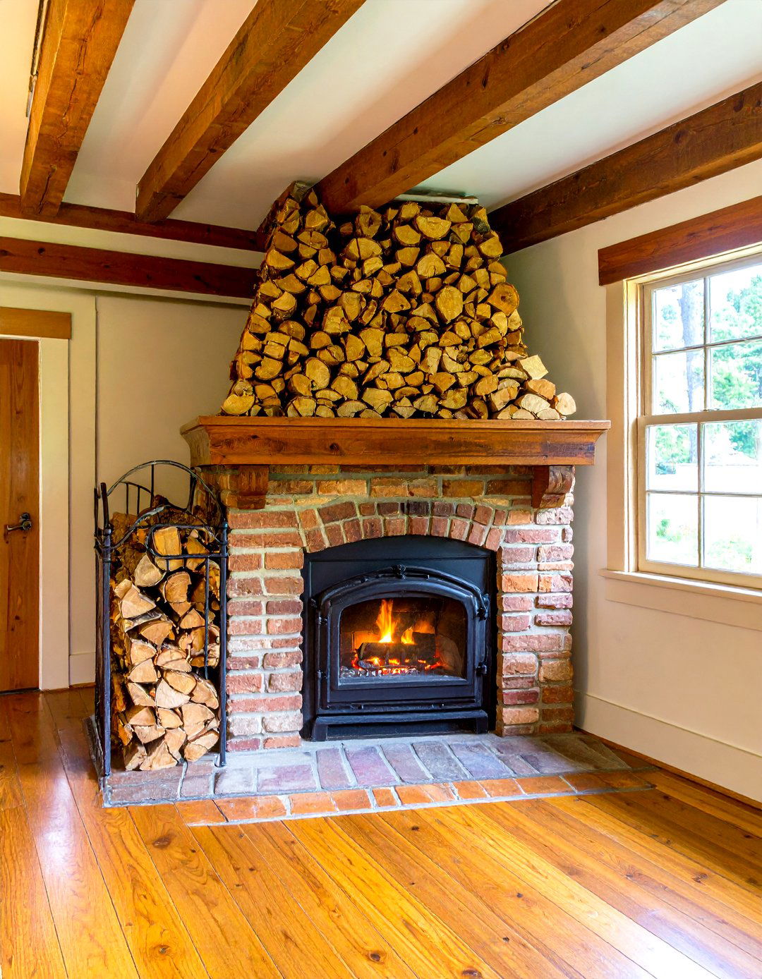Creating a Stacked Log Nook - 30 rustic living room ideas