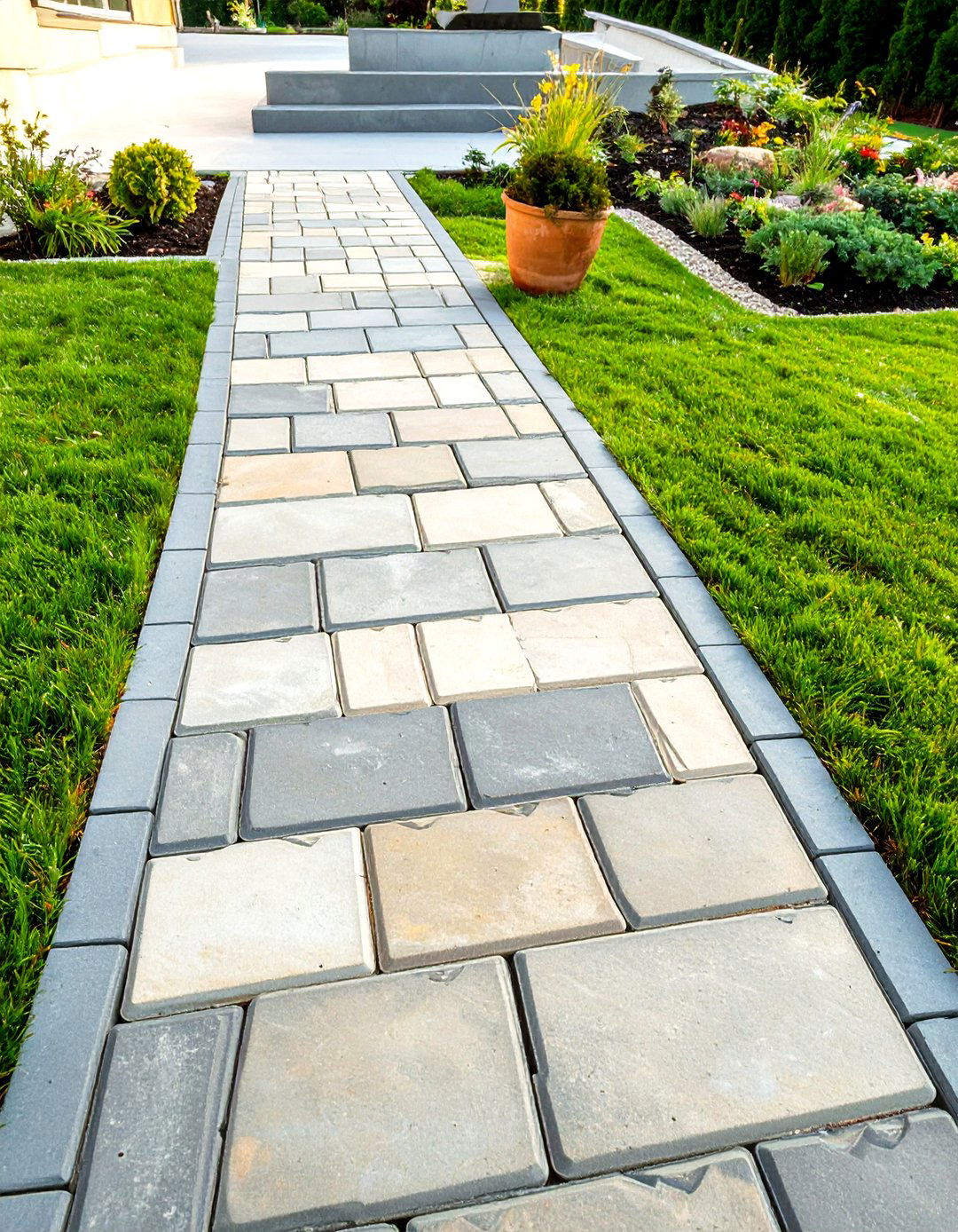 Creating a Walkway with Concrete Paver Molds - 30 simple concrete patio ideas on a budget