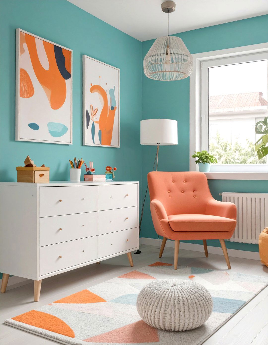 Creative Aqua and Coral Boys Room - 30 boys room color ideas