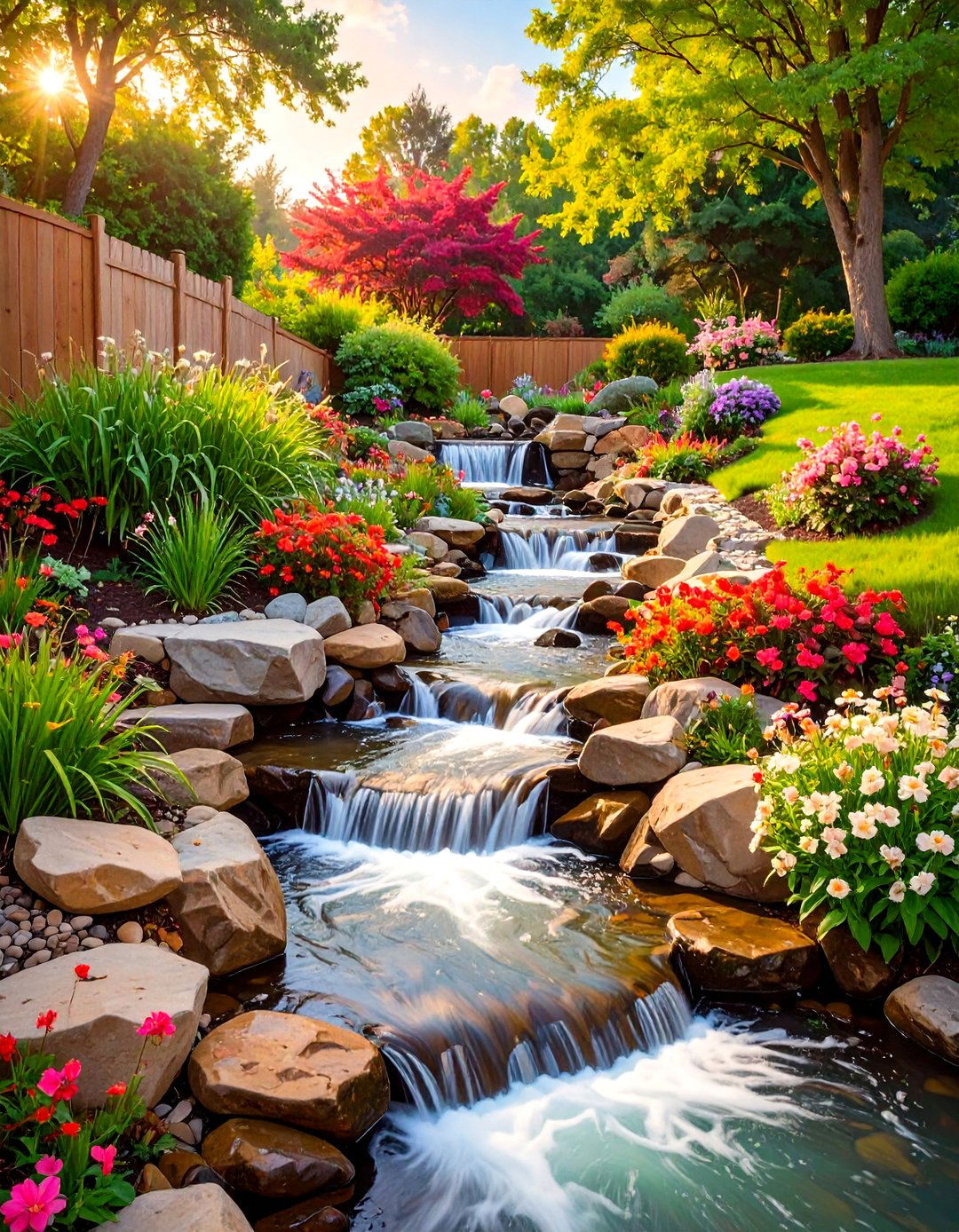 Creek Bed Waterfall - 30 backyard waterfall ideas