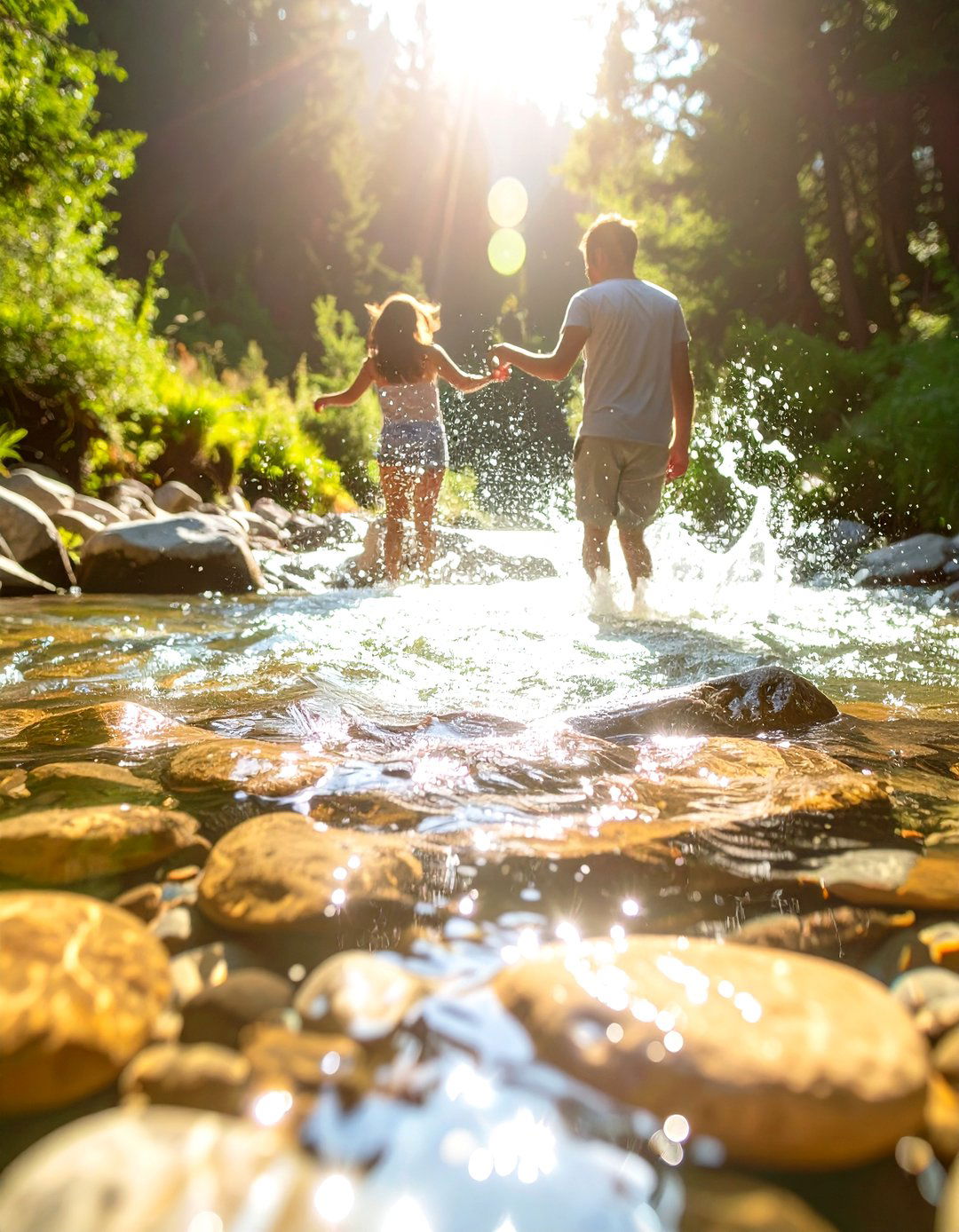 Creekside Splashing Fun Photoshoot - 30 outdoor family photoshoot ideas