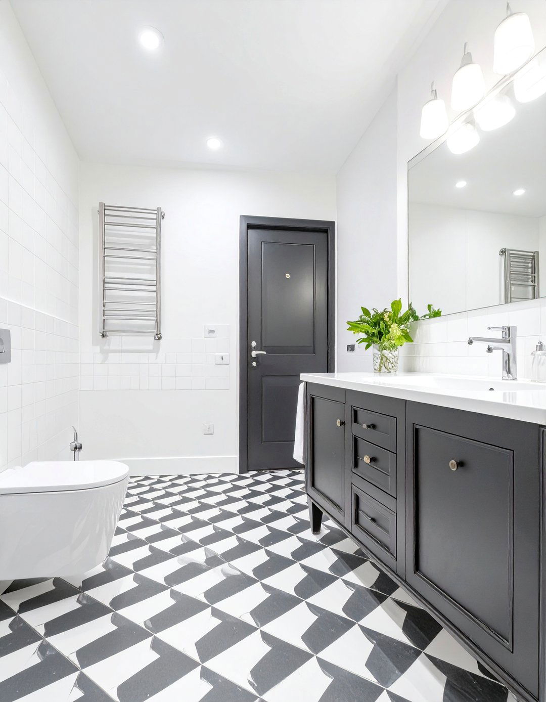 Crisp Black and White Bathroom - 30 bathroom painting ideas