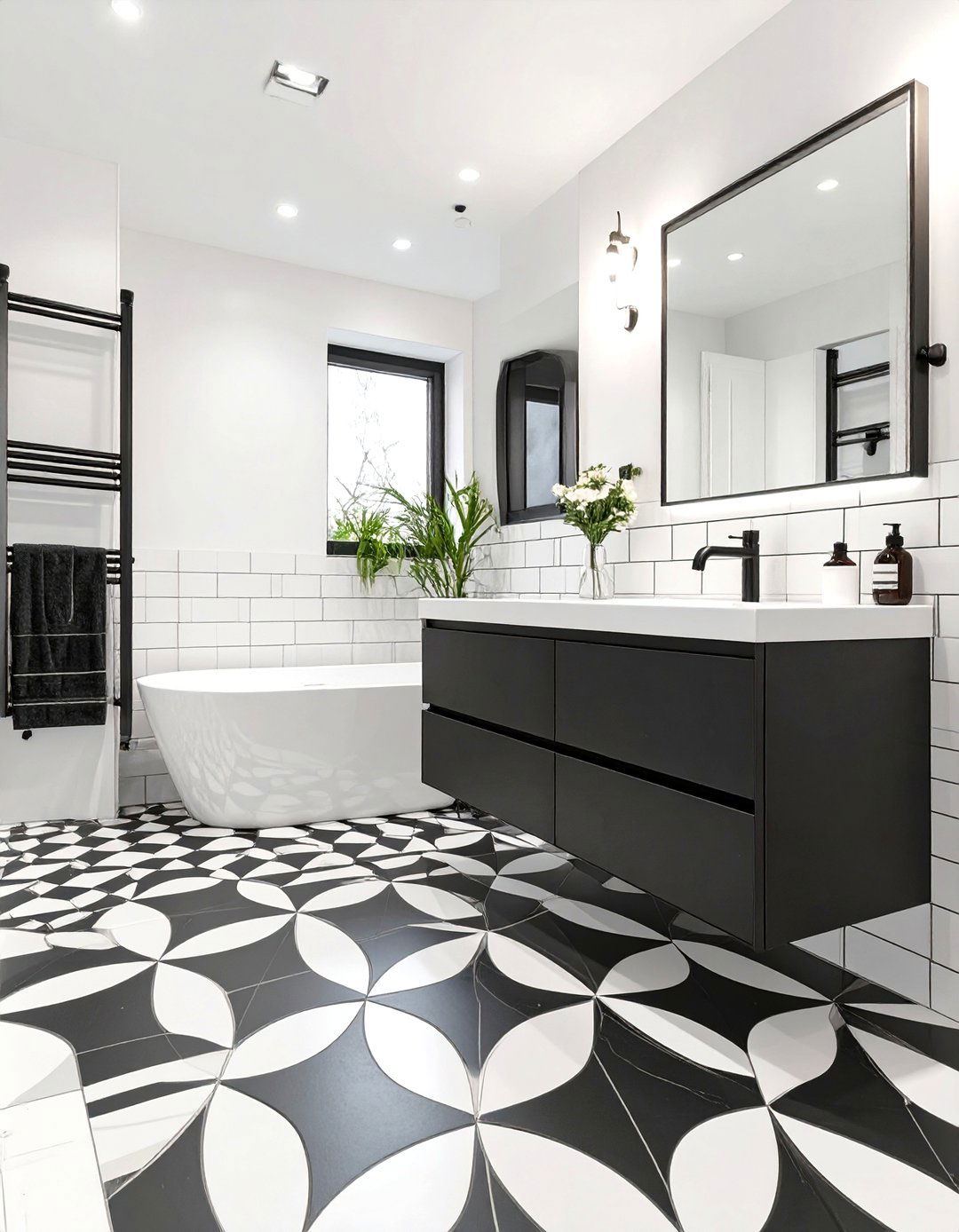 Crisp White and Black Bathroom - 30 house paint color ideas