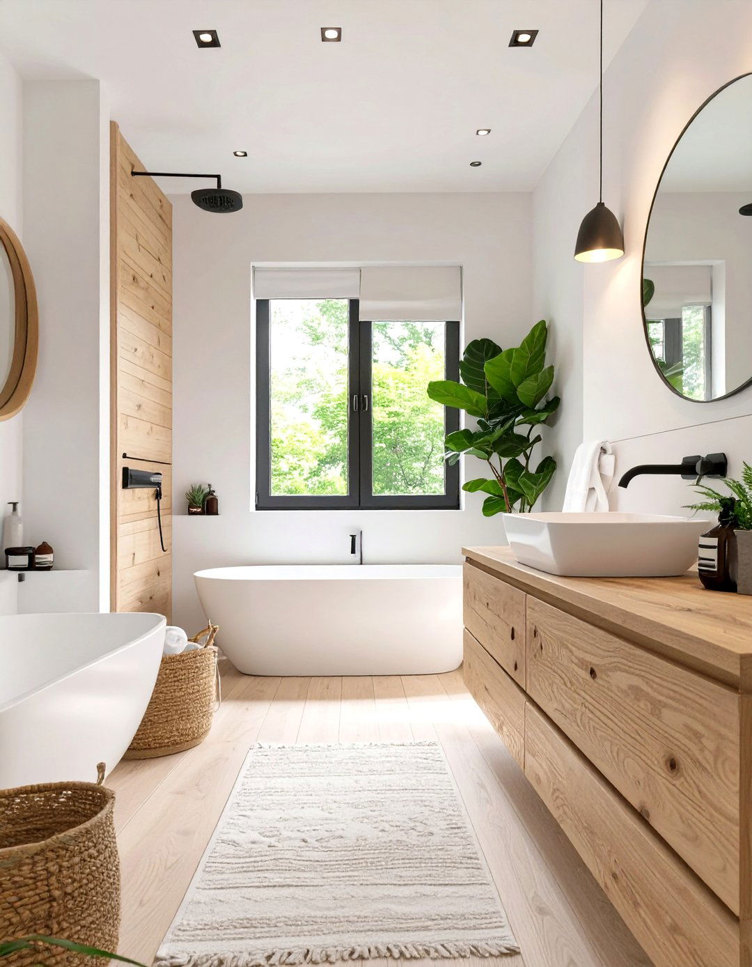 Crisp White and Wood Bathroom - 30 bathroom colors ideas