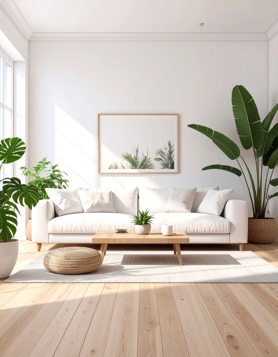 Crisp White and Wood Living Room - 30 color ideas for living room