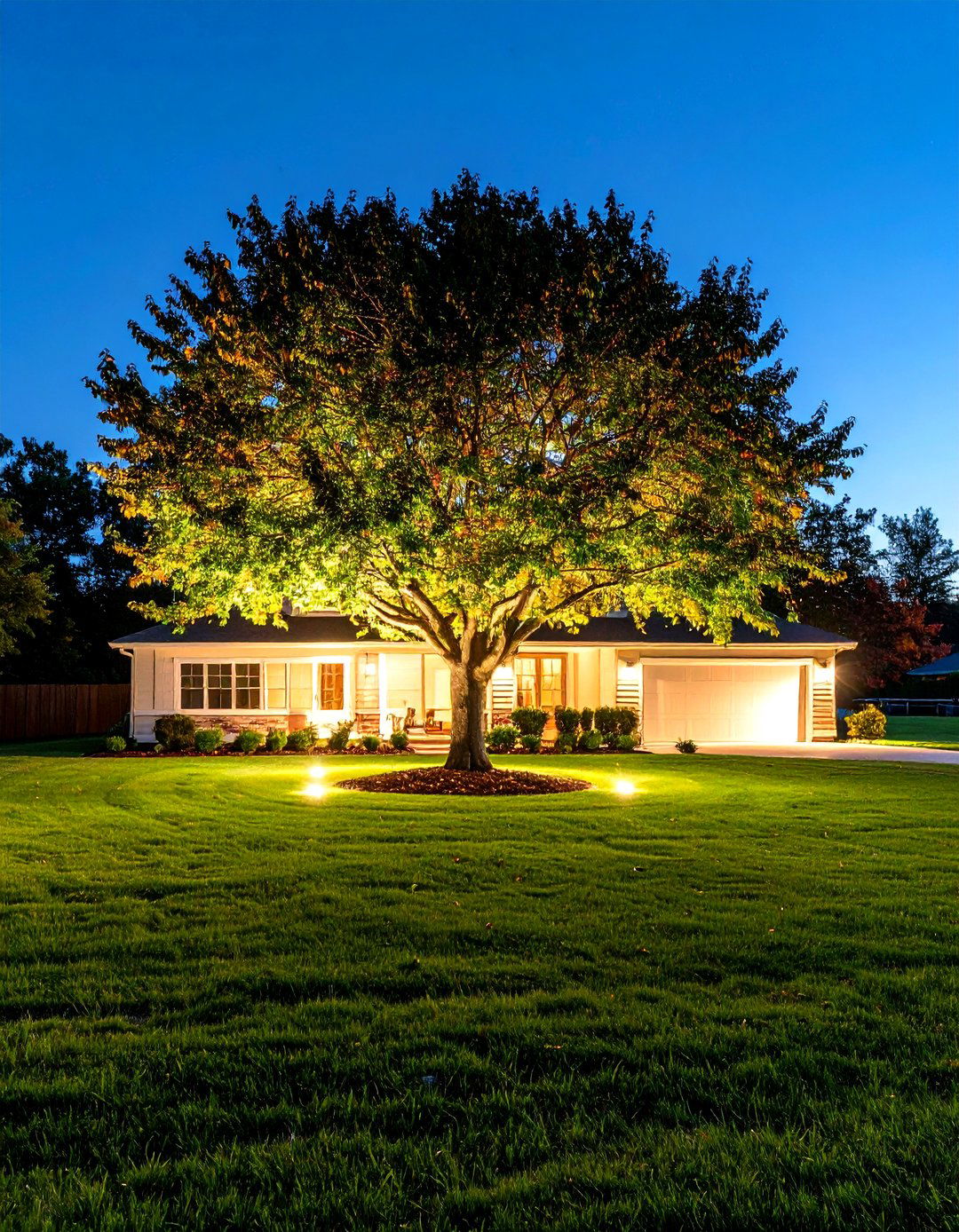 Cross Lighting to Reveal Full Tree Dimension - 30 outdoor tree lighting ideas