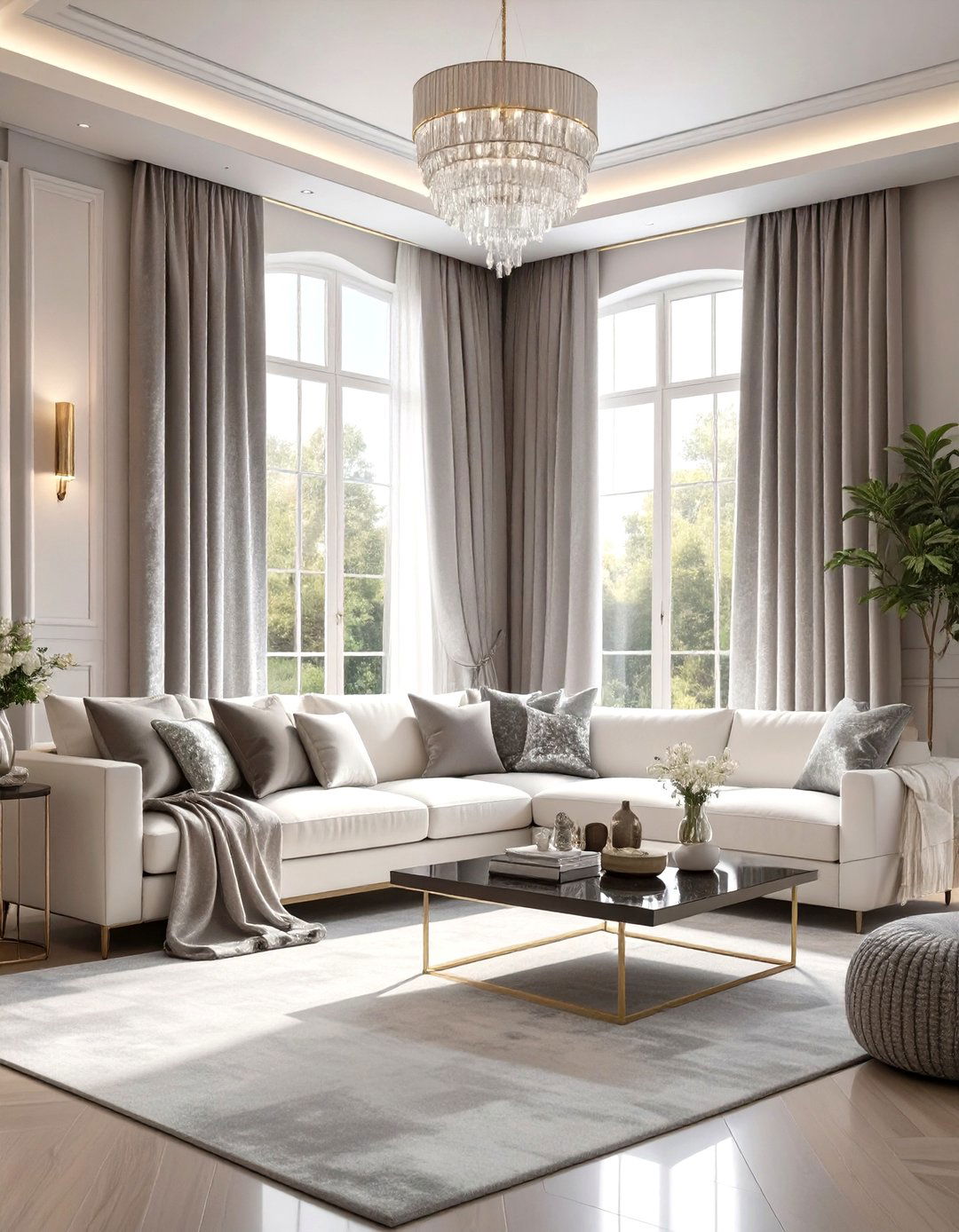 Crushed Velvet Curtains - 30 modern curtain designs for living room