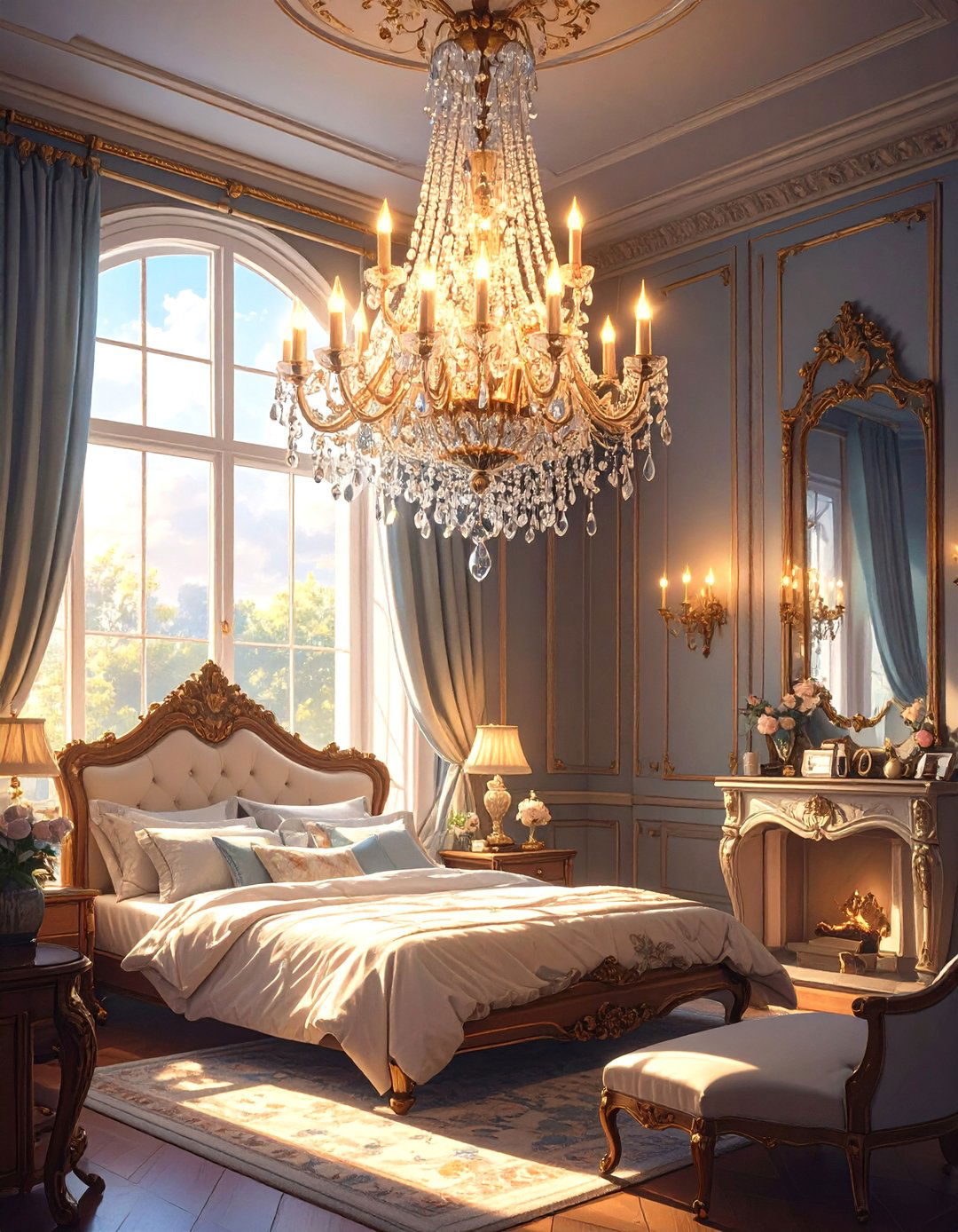 Crystal Chandelier Lighting - 30 vintage bedroom ideas