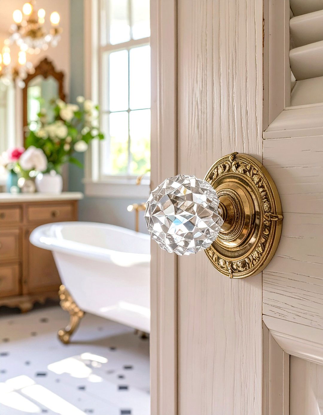Crystal or Glass Doorknobs - 30 vintage bathroom ideas