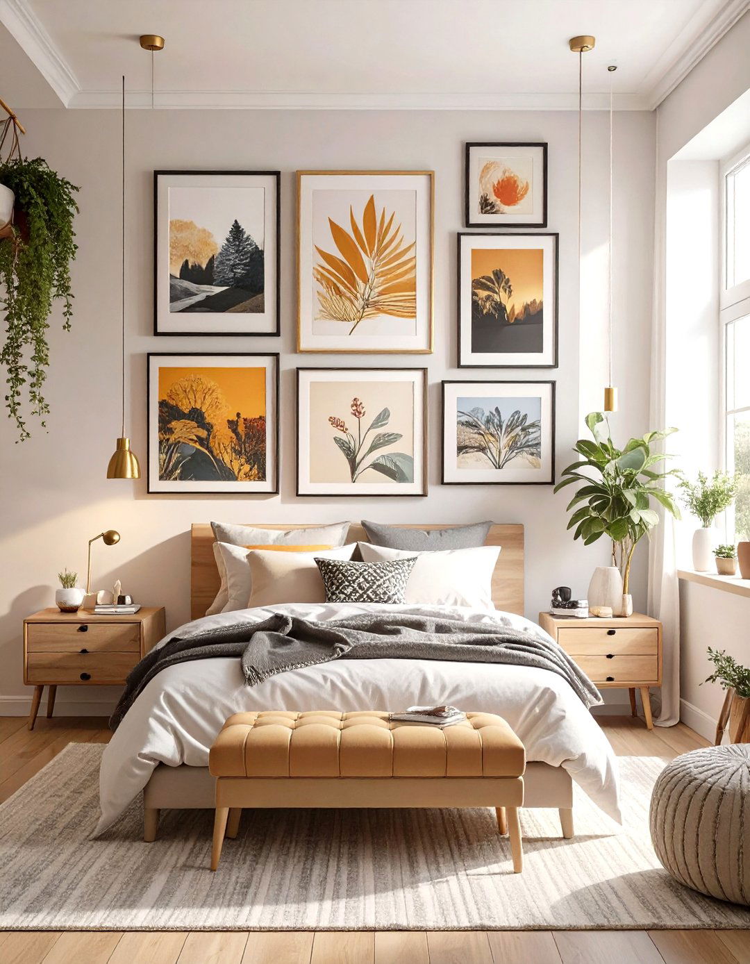 Curated Gallery Wall of Art - 30 small teen bedroom ideas