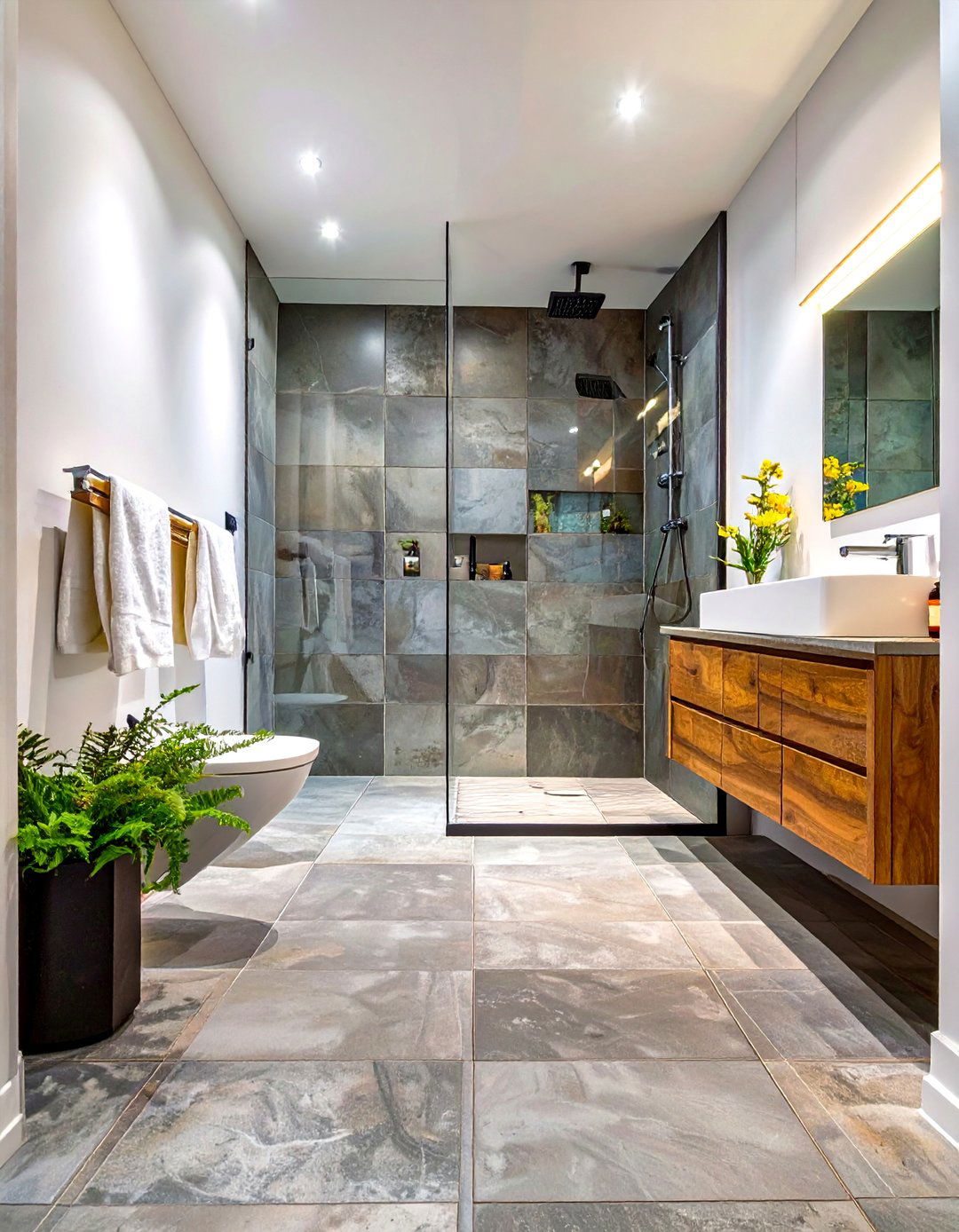 Curbless Shower Floor with Continuous Tile - 30 shower floor ideas