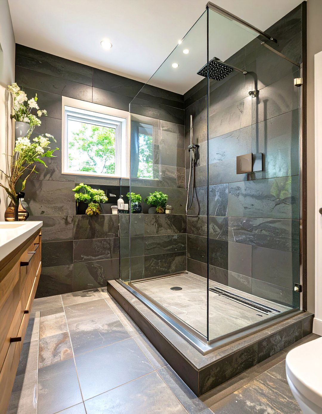 Curbless Shower with a Linear Drain - 30 shower designs