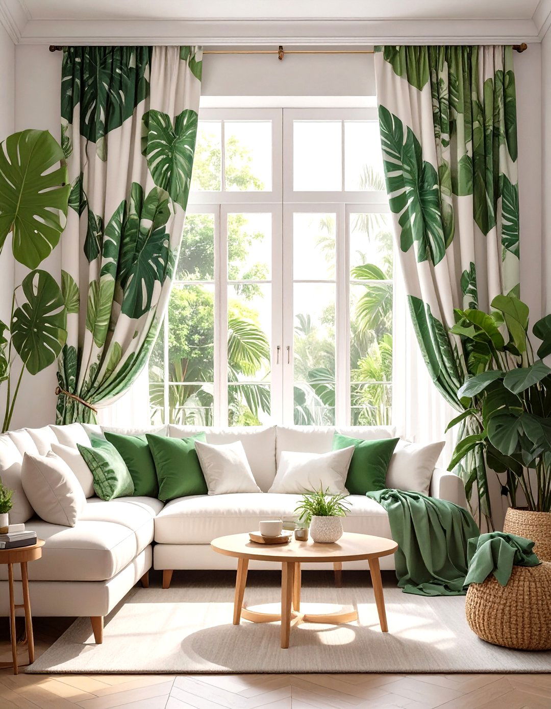 Curtains with Bold Botanical Prints - 30 modern curtain designs for living room