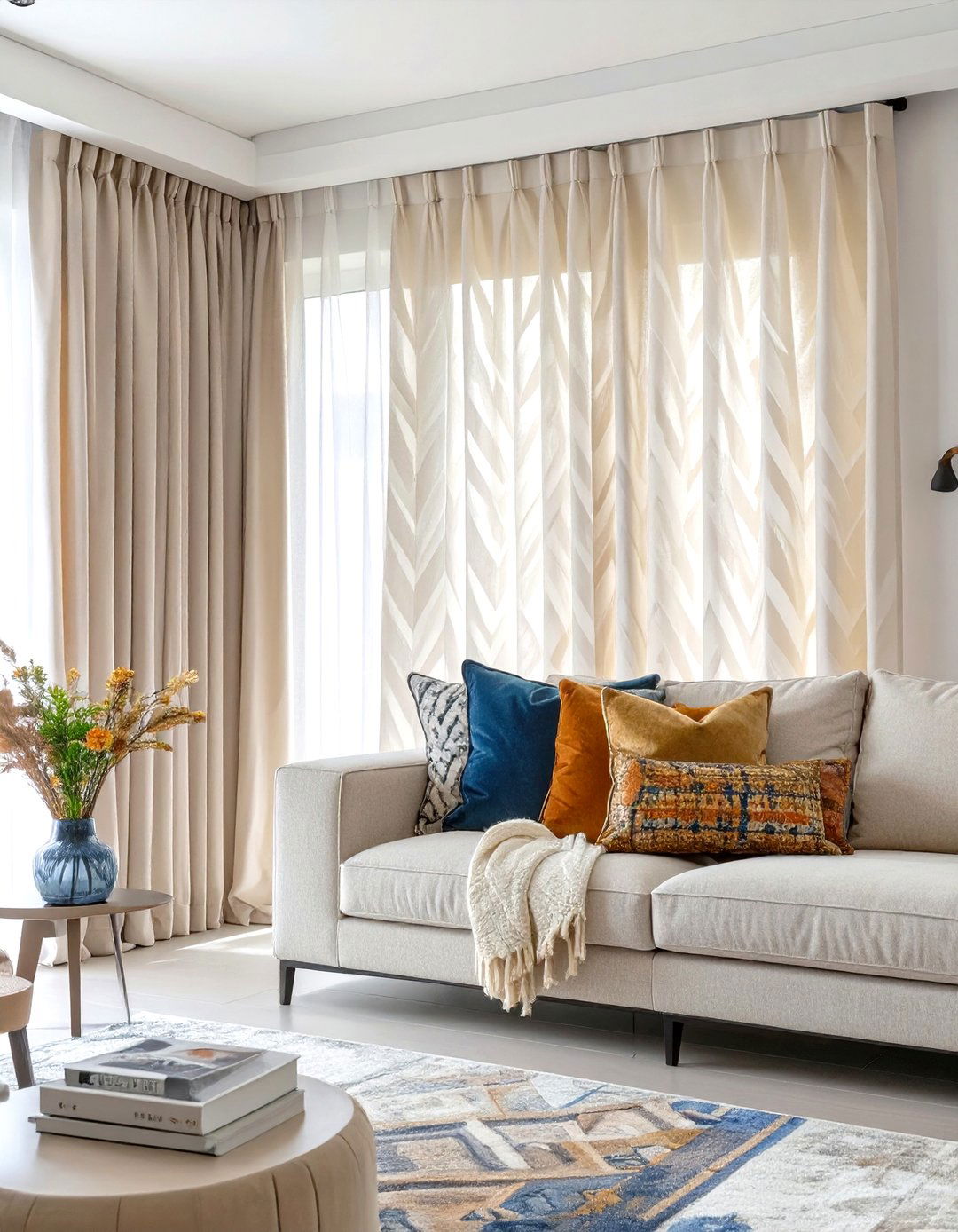 Curtains with Subtle Geometric Patterns - 30 modern curtain designs for living room