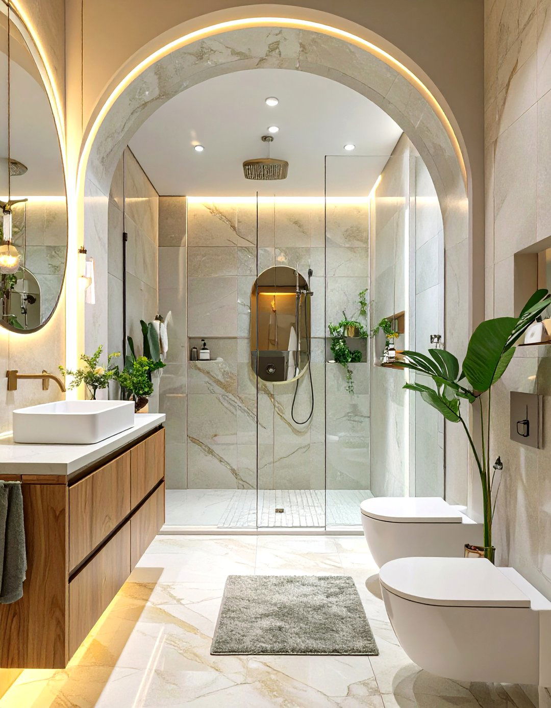 Curved Archway Bathroom Design - 30 bathroom ideas small
