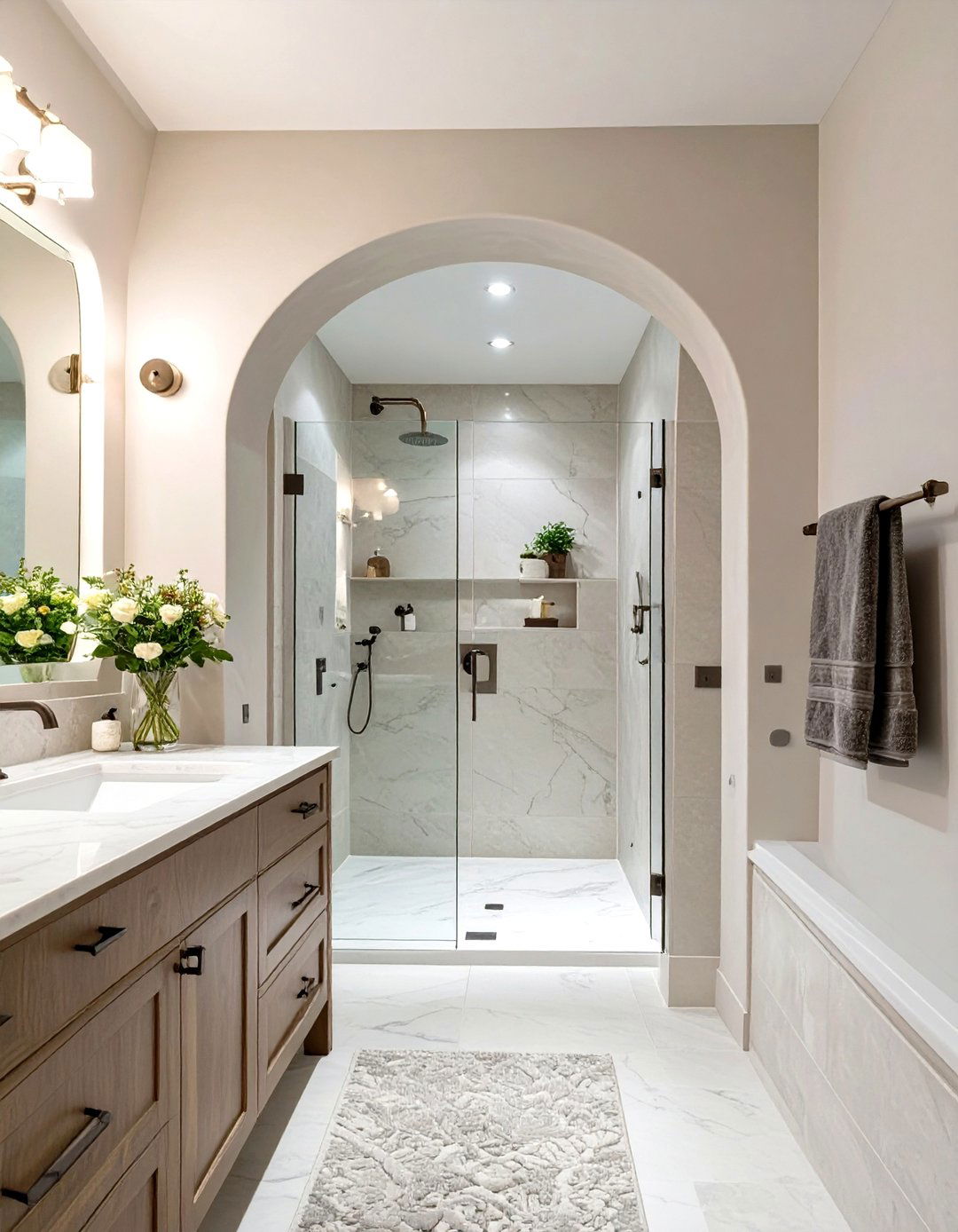 Curved Archway Guest Bathroom - 30 modern guest bathroom ideas