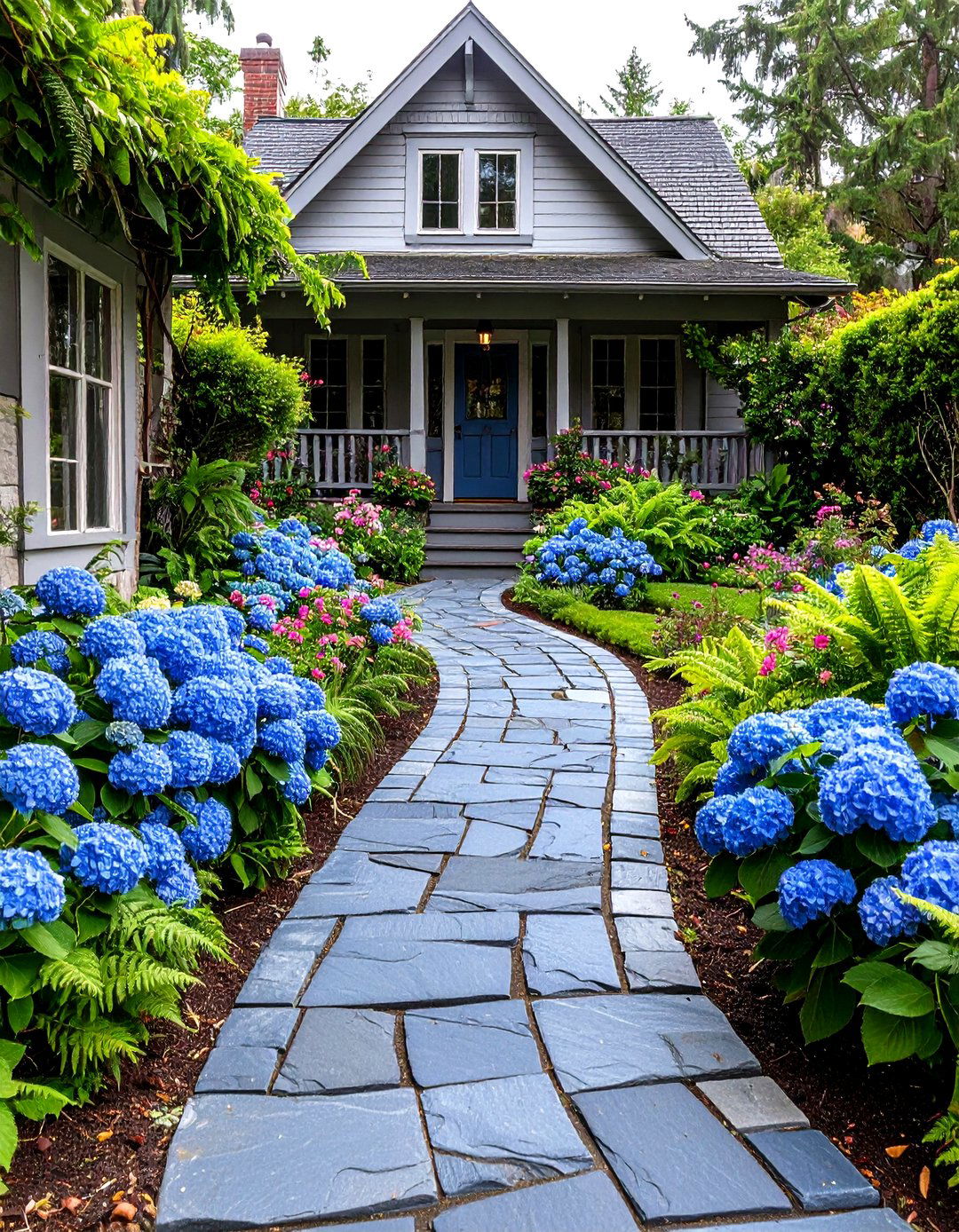 Curved Bluestone Walkway - 30 front yard walkway ideas