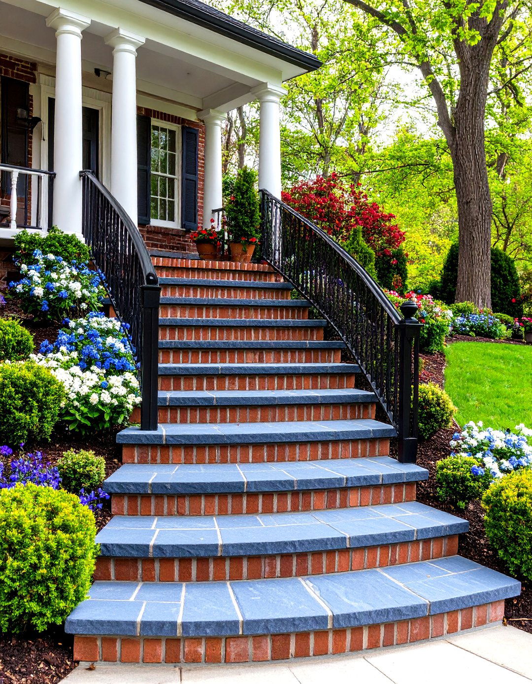 Curved Brick and Stone Front Porch Steps - 30 front porch steps ideas