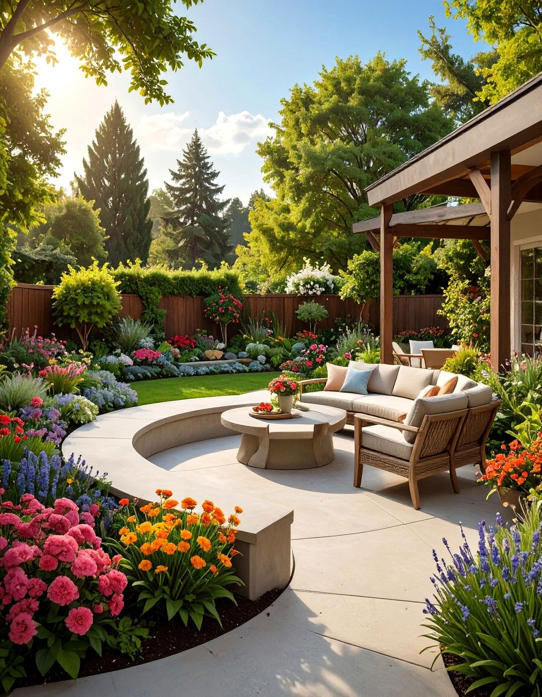 Curved Concrete Patio - 30 simple concrete patio ideas