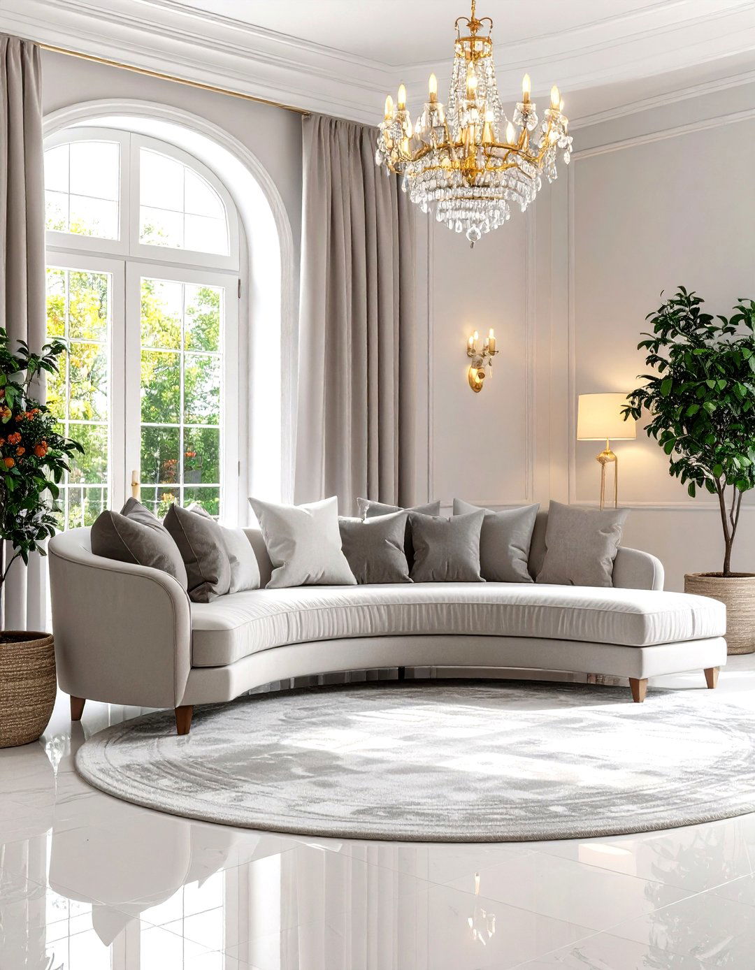 Curved Entryway Bench for a Grand Foyer - 30 entryway bench ideas