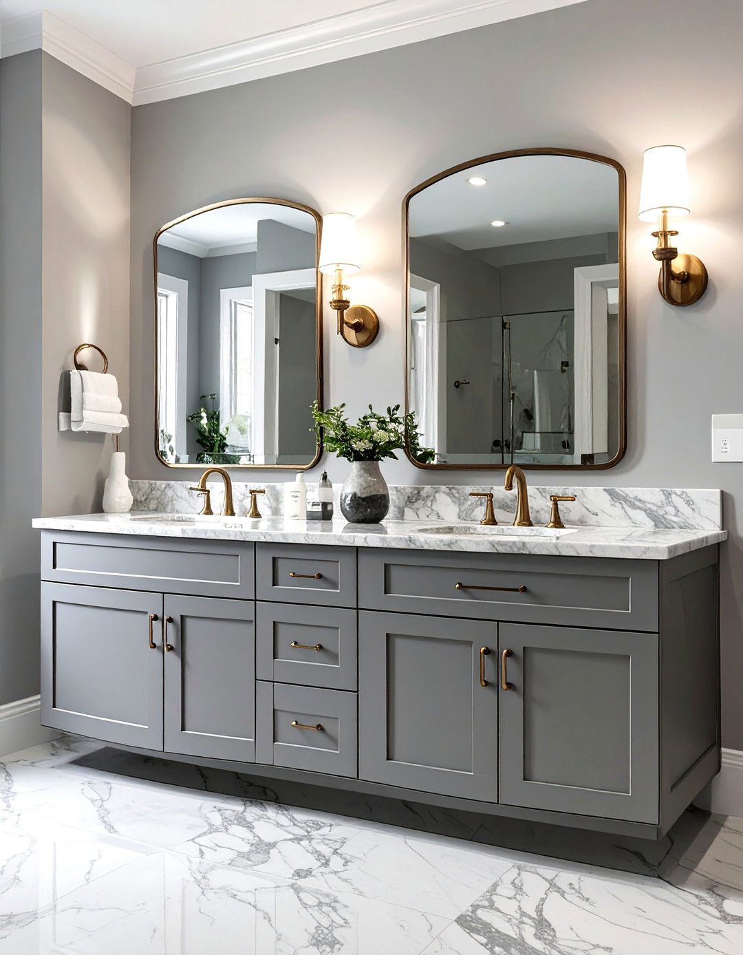 Curved Front Double Vanity - 30 master bathroom double sink vanity ideas
