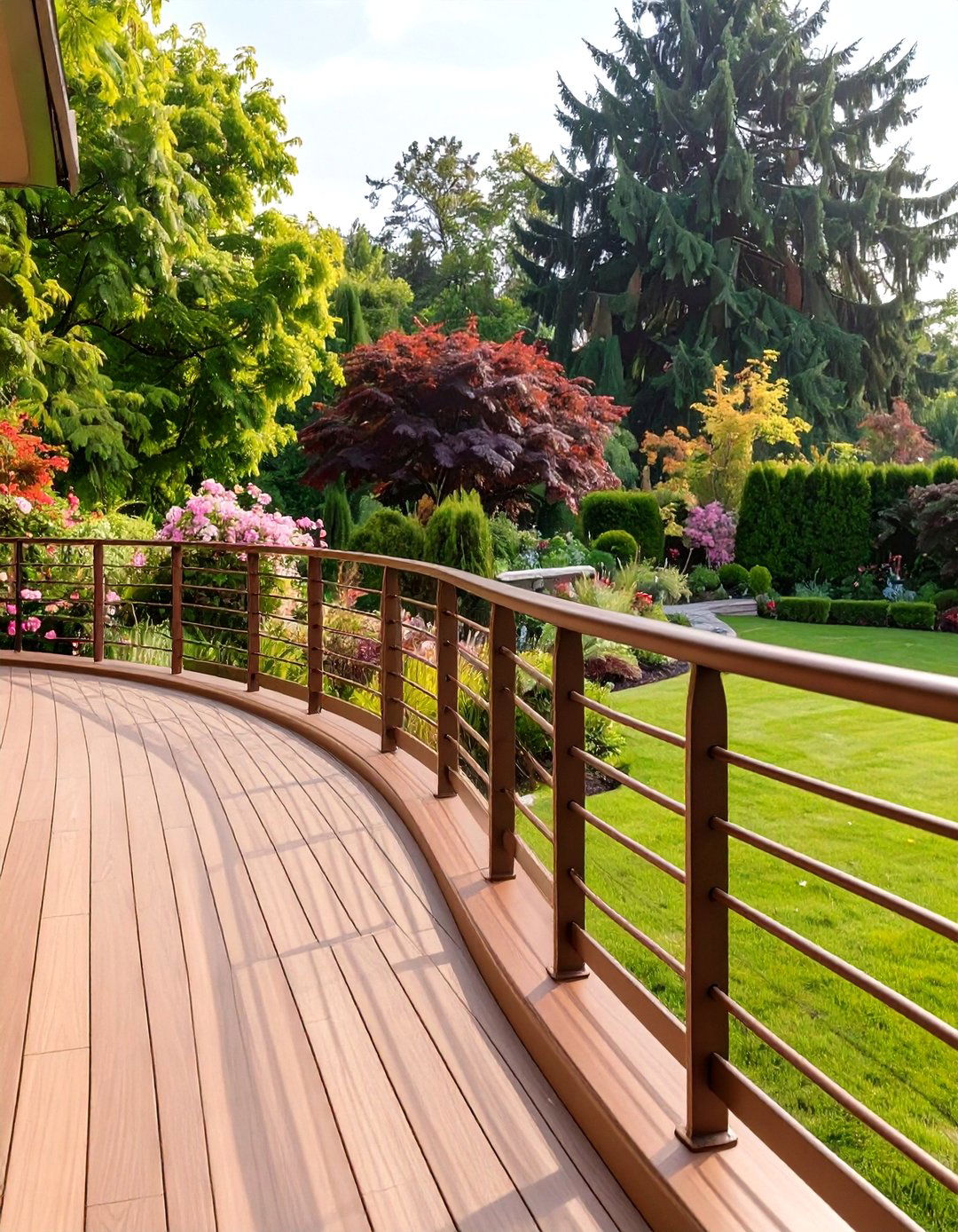 Curved Horizontal Metal Railing - 30 horizontal deck railing ideas