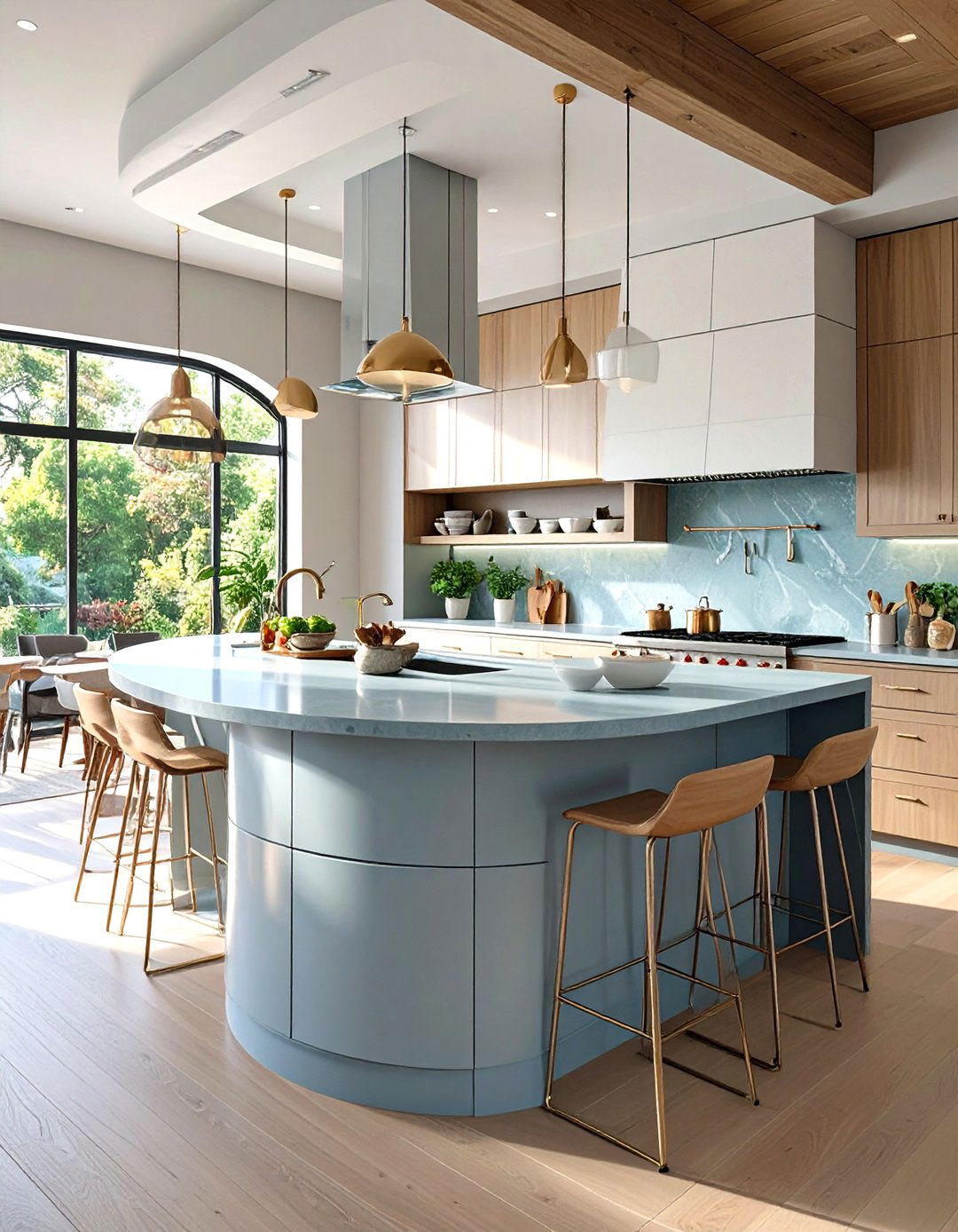 Curved Kitchen Island for Better Flow - 30 unique kitchen island ideas