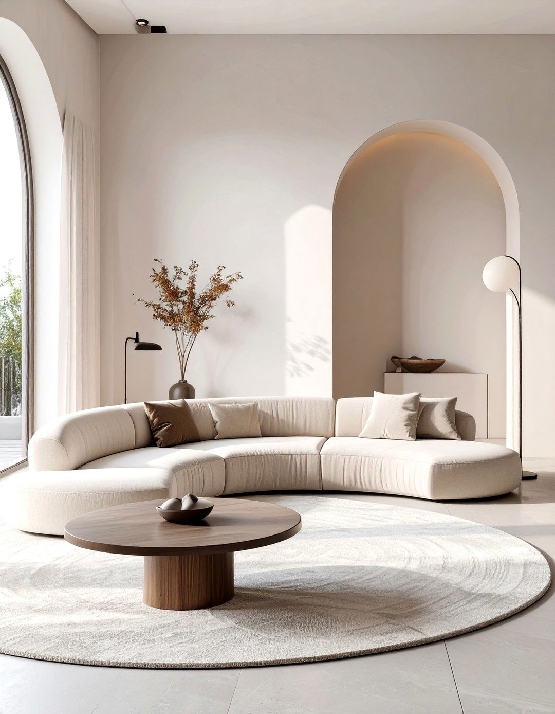 Curved Silhouettes Minimalist Living Room