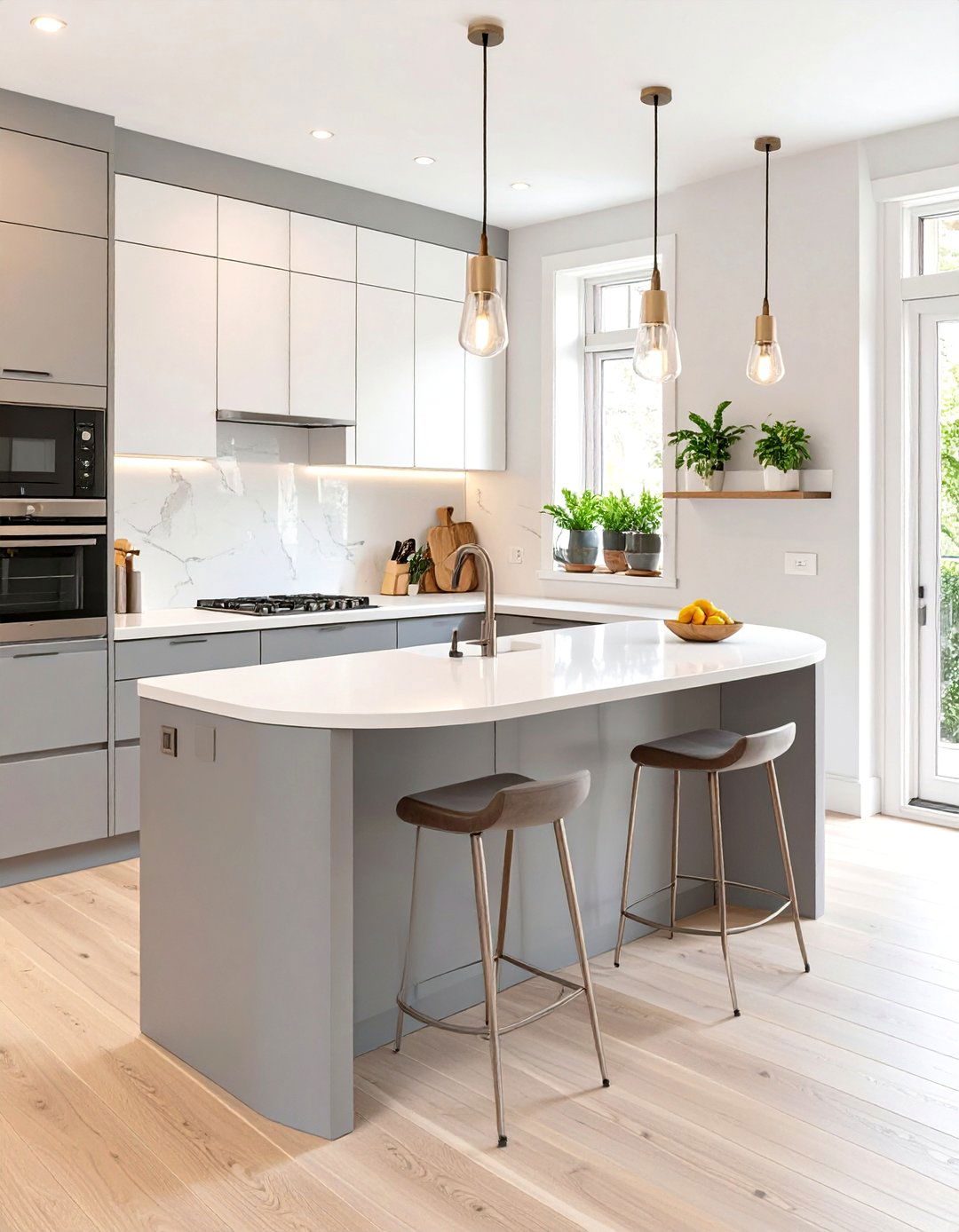 Curved Small Kitchen Islands and Counters - 30 small kitchen trends 2025