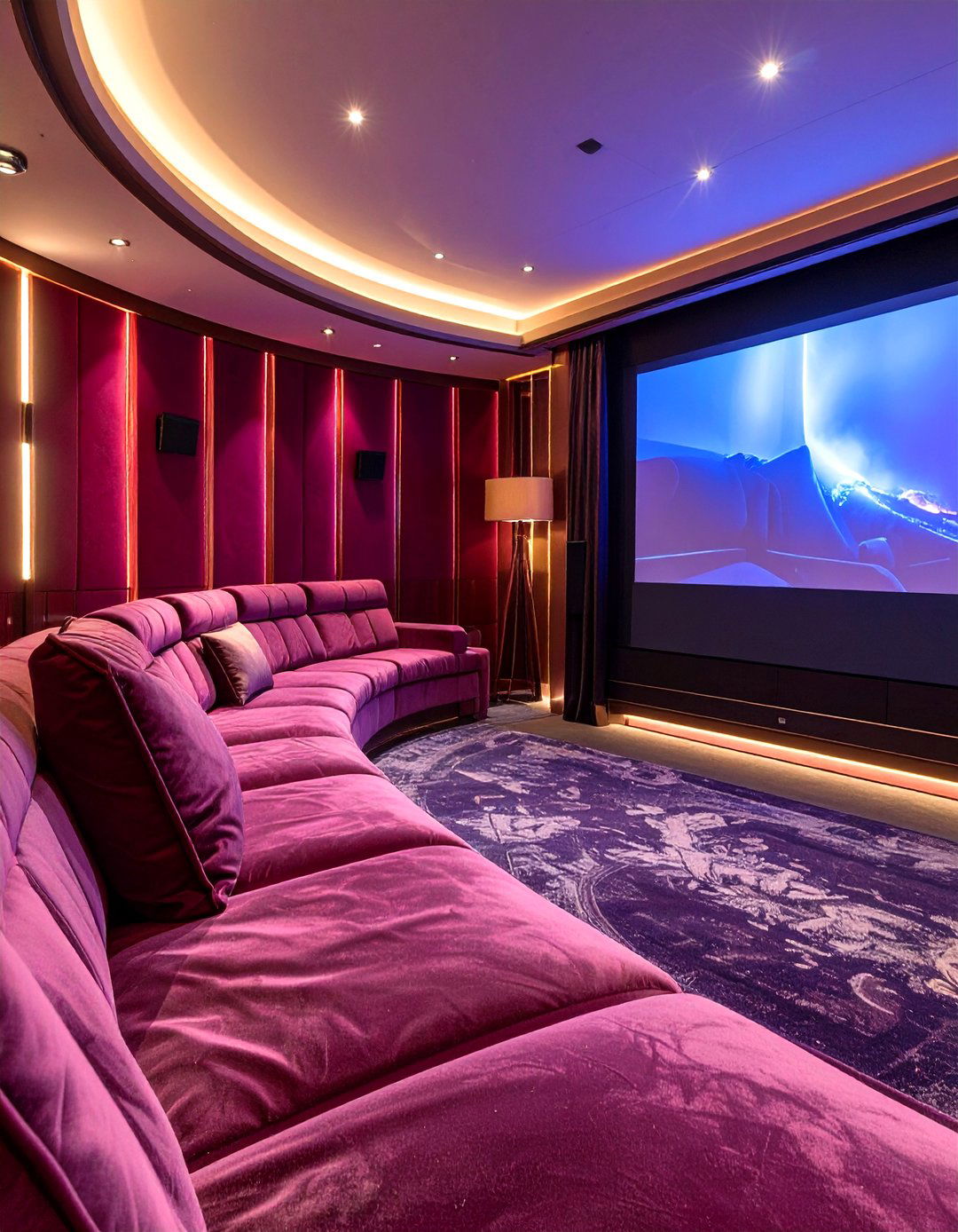 Curved Small Scale Sofa - 30 small home theater seating ideas