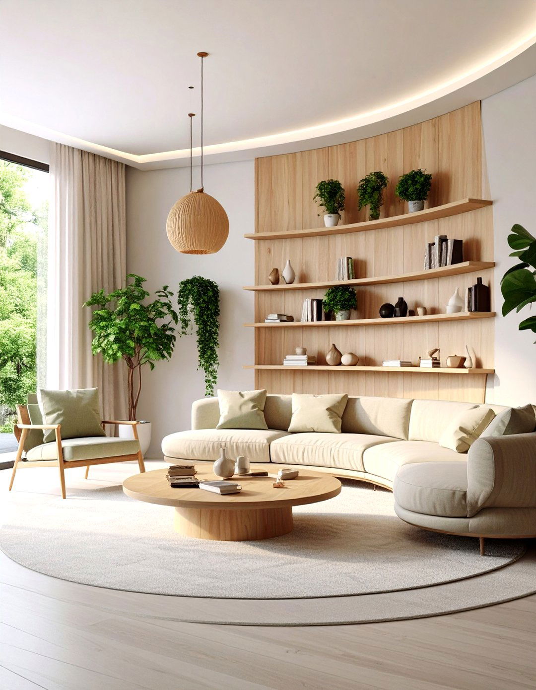 Curved and Organic Living Room Shelving - 30 living room shelf ideas