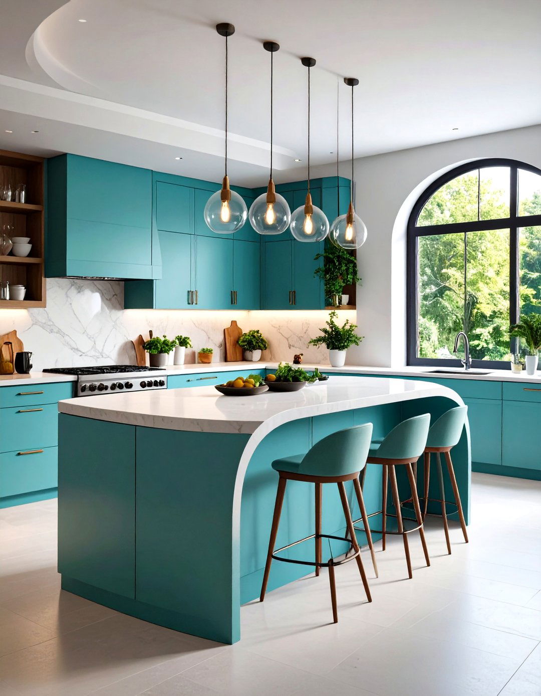 Curved and Sculptural Kitchen Island - 30 island kitchen ideas