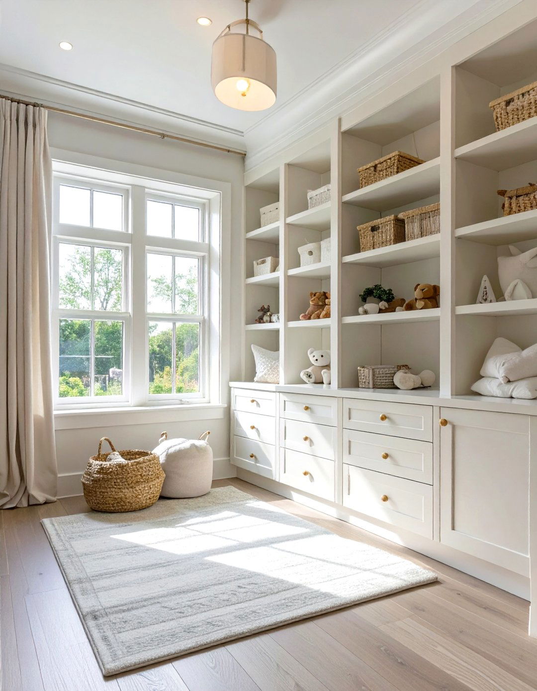 Custom Built In Shelving - 30 nursery storage ideas