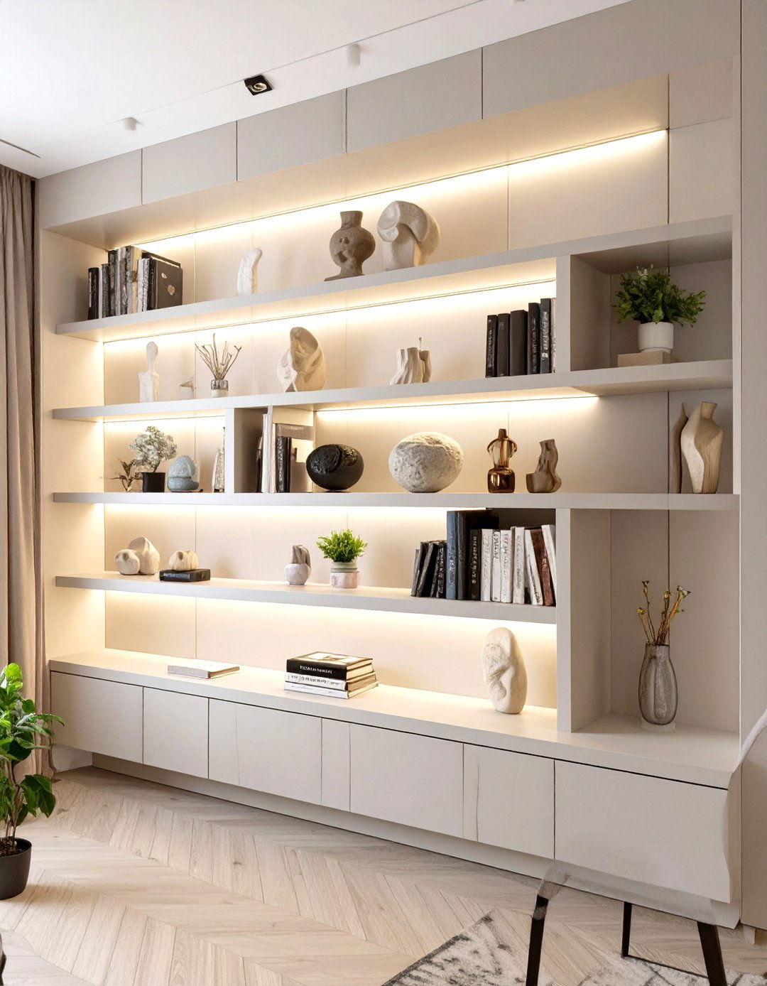 Custom Built In Shelving - 30 modern large wall decor ideas for living room