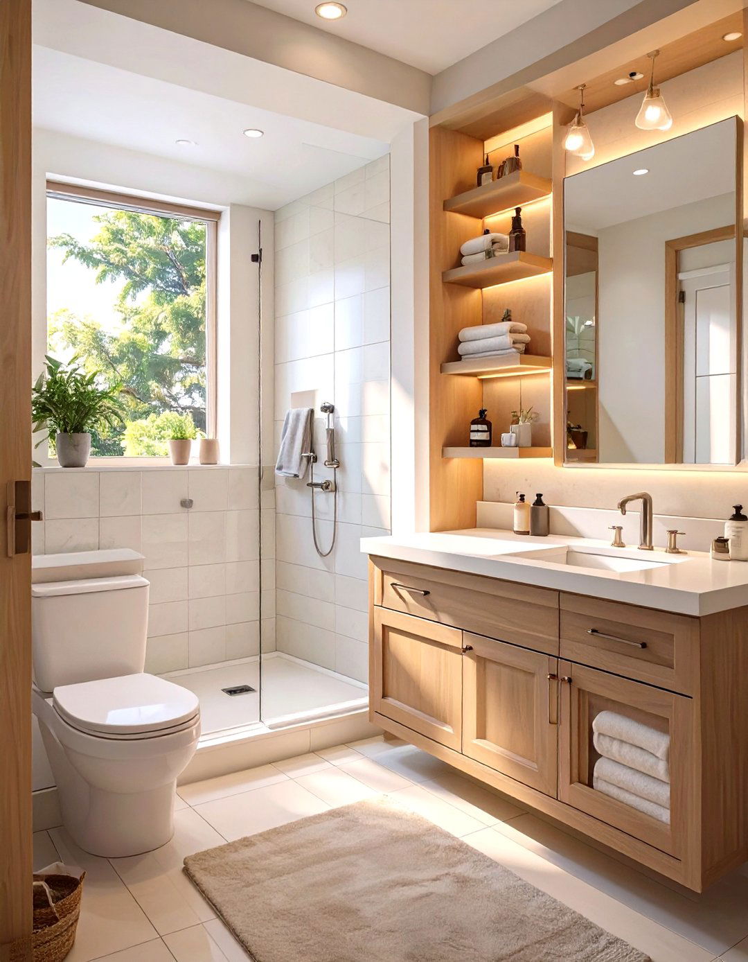 Custom Built In Storage Layout - 30 small bathroom layout ideas