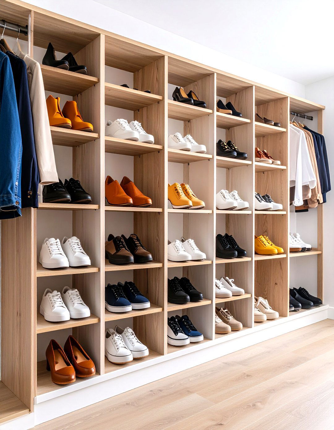 Custom Cubby System for Shoes in a Reach In Closet - 30 reach in closet ideas