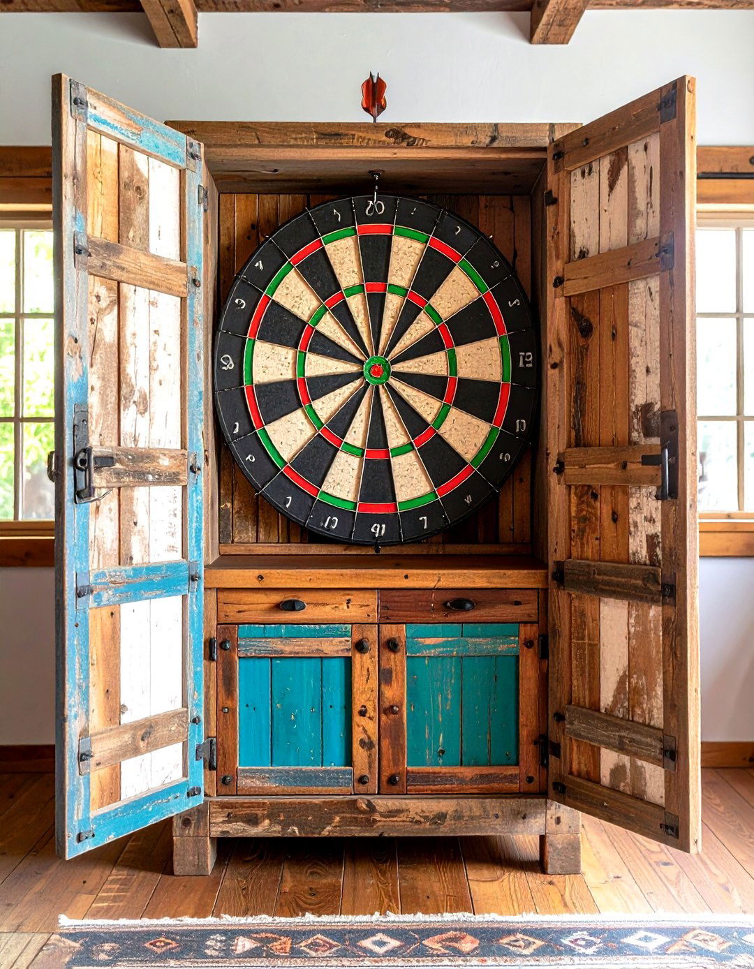 Custom Dartboard Cabinet - 30 rustic man cave ideas