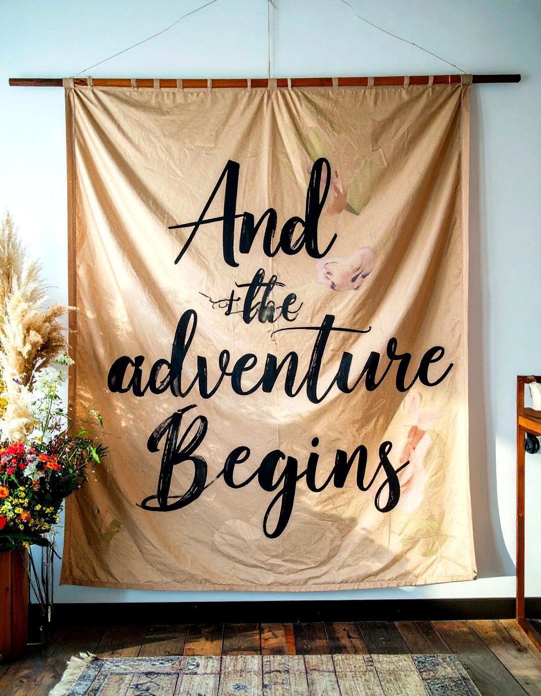 Custom Fabric Banner with a Quote - 30 wedding shower decor ideas