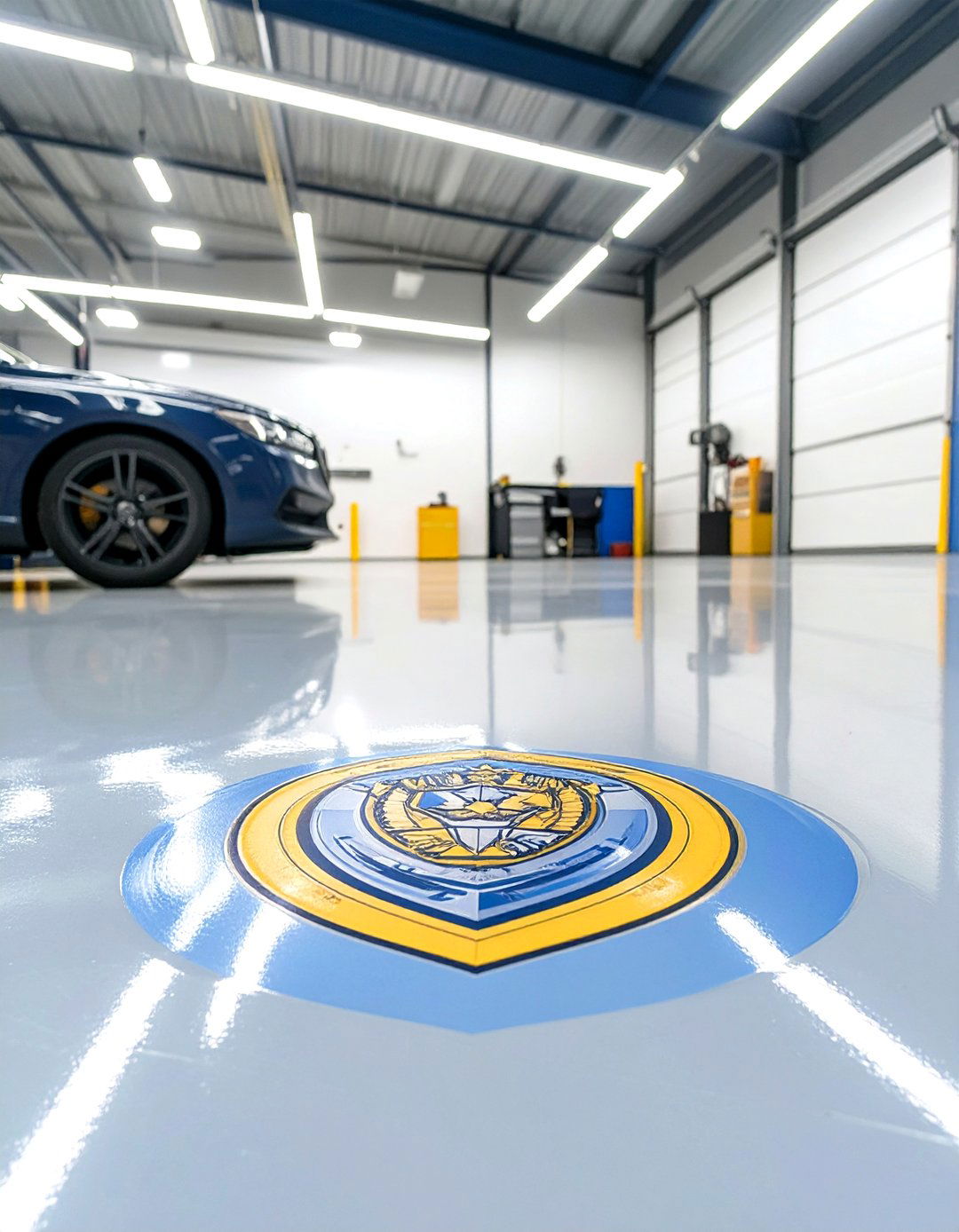 Custom Logo or Emblem on Garage Floor - 30 garage floor paint ideas