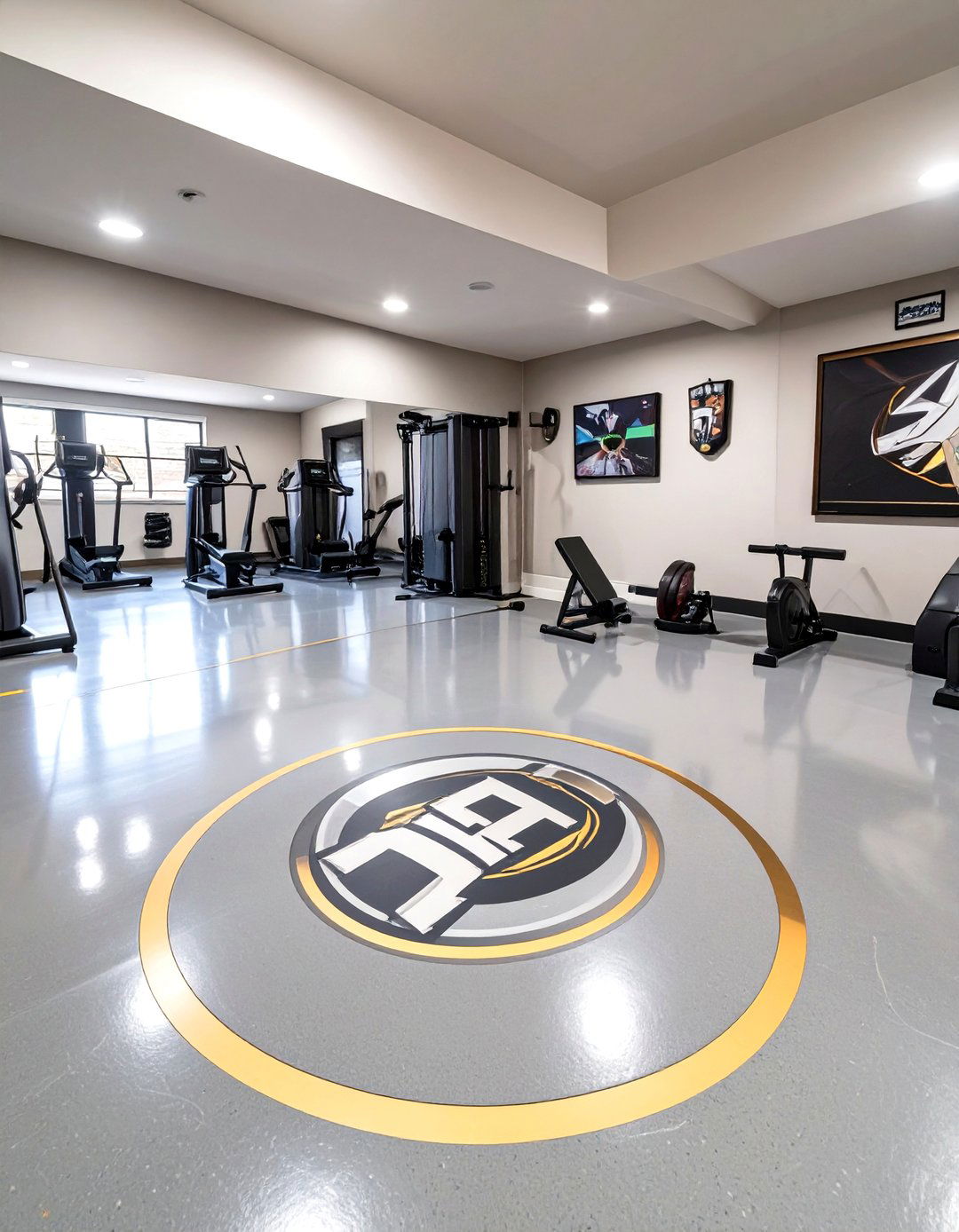 Custom Logo or Graphic Epoxy Basement Floor - 30 epoxy basement floor ideas