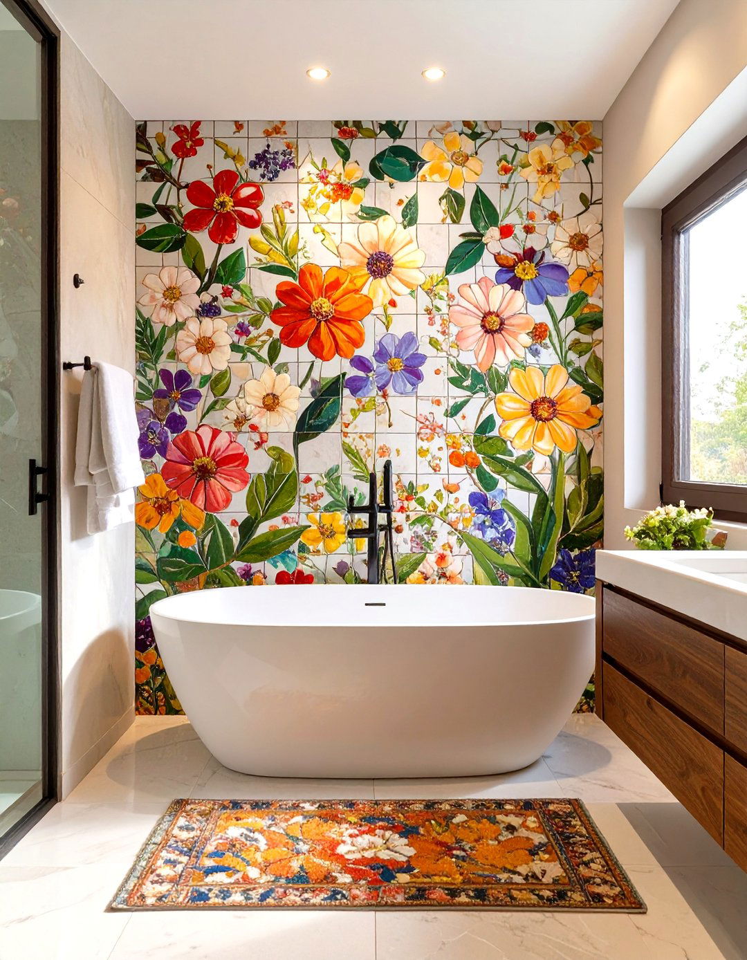 Custom Mosaic Mural in a Small Bathroom - 30 small bathroom bathroom tile ideas