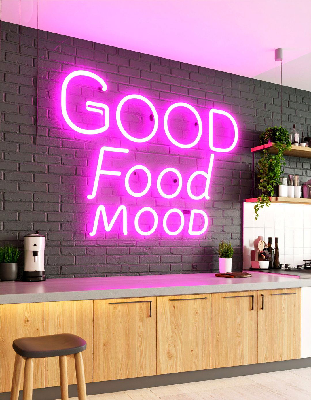 Custom Neon Sign Kitchen Light - 30 kitchen wall art ideas