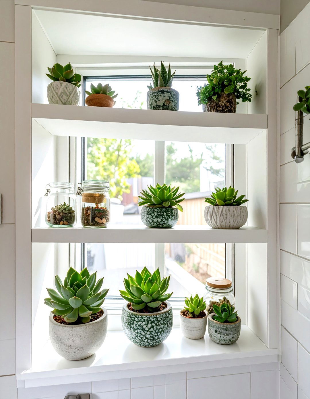 Custom Shelving Around a Window - 30 shelves very small bathroom storage ideas