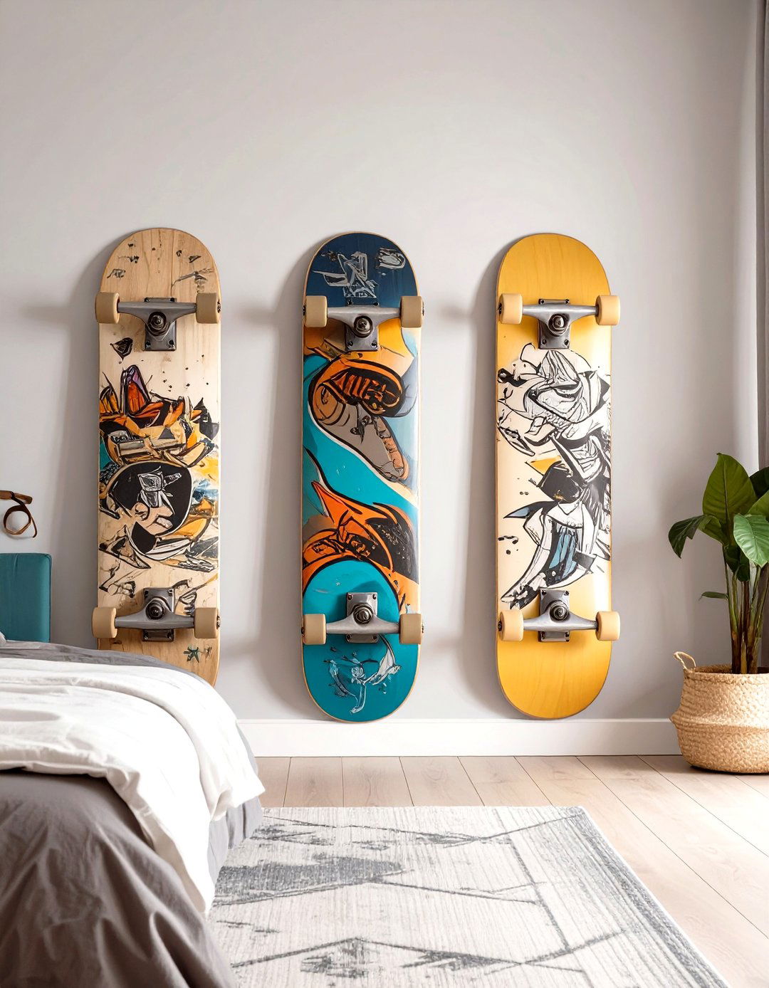 Custom Skateboard Wall Art for a Teen Boys Bedroom - 30 teen boys bedroom ideas