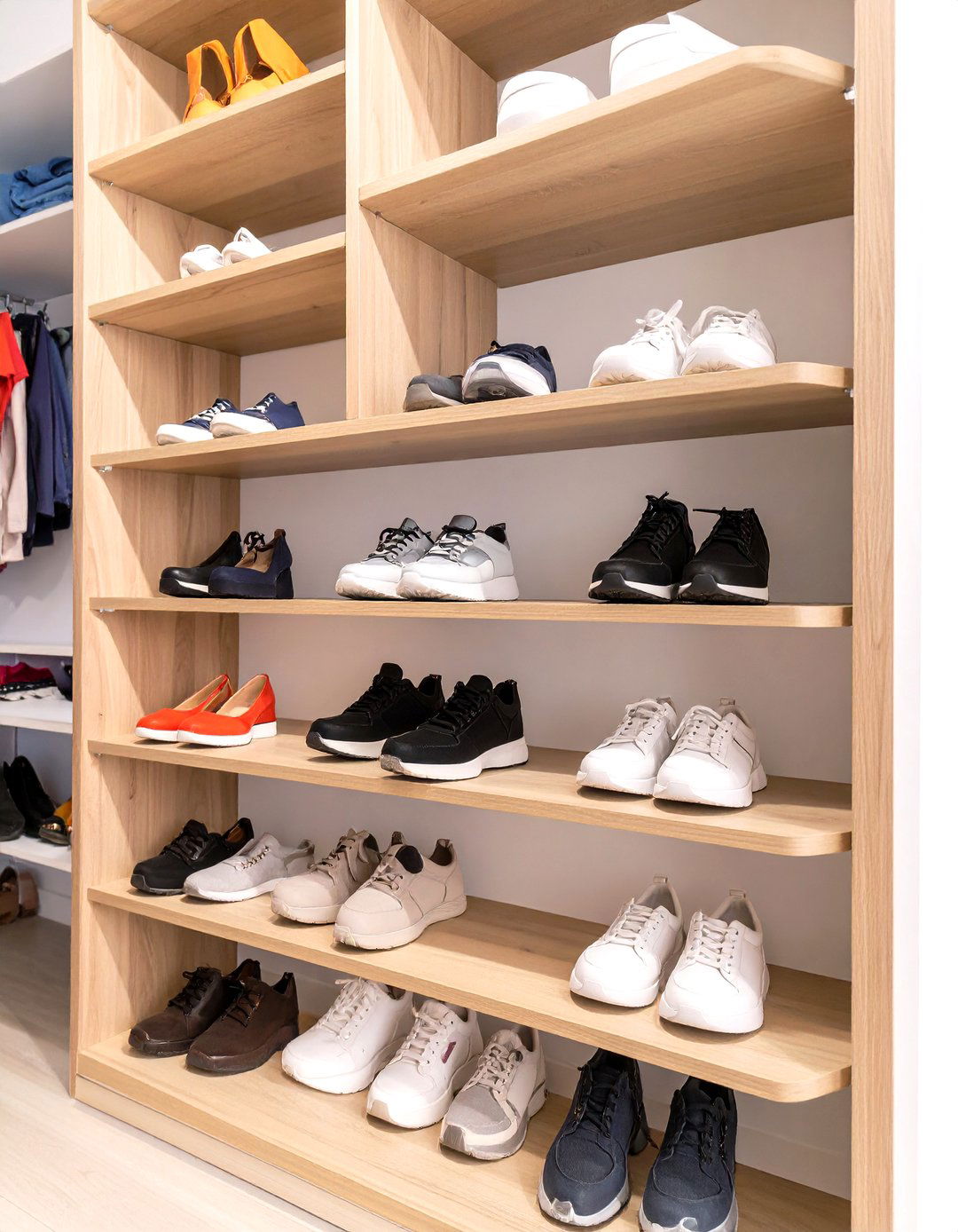 Custom Slanted Shoe Shelves - 30 small closet shelving ideas