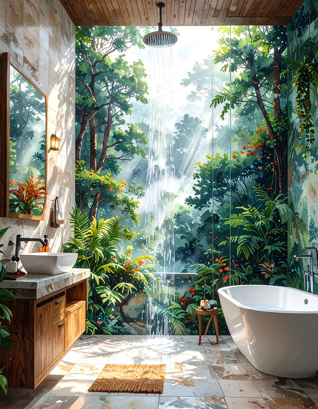 Custom Tile Mural Shower Walls - 30 shower wall ideas