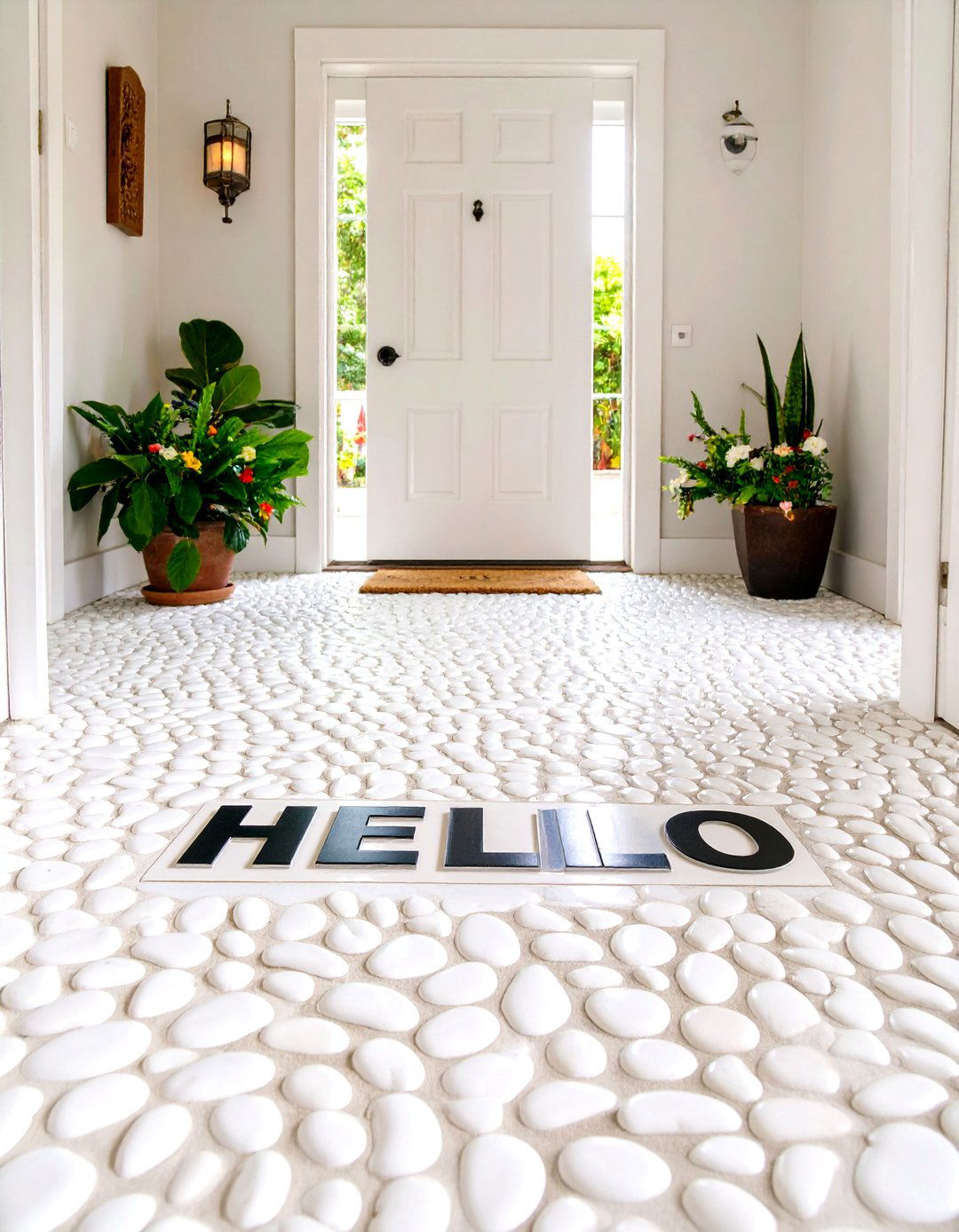 Custom Word or Phrase with Penny Tiles - 30 penny tile bathroom floor ideas